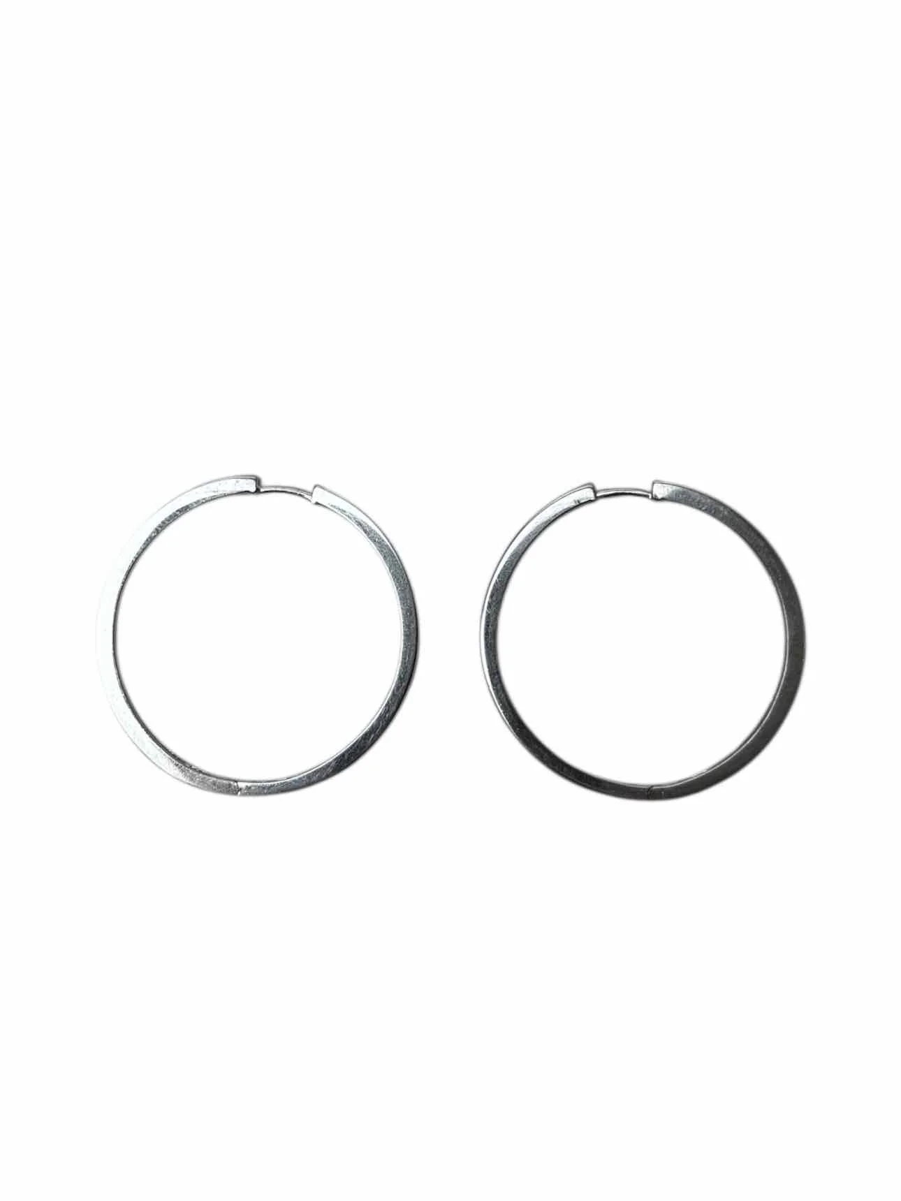 10KT White Gold Round Hoop 60 Diamond Stone Count Earrings - Image 3