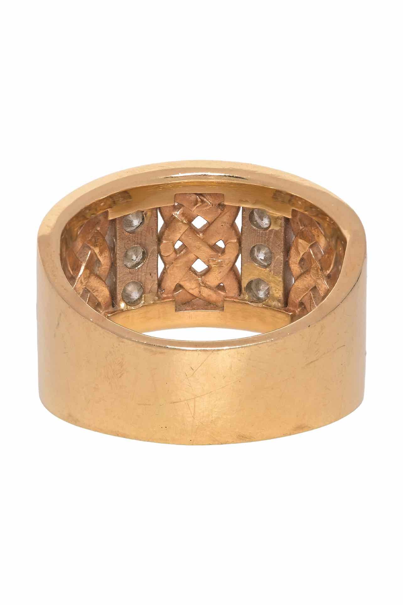 14K Yellow Gold & White Gold Diamond Celtic Knot Design Size 7.5 Ring - Image 2