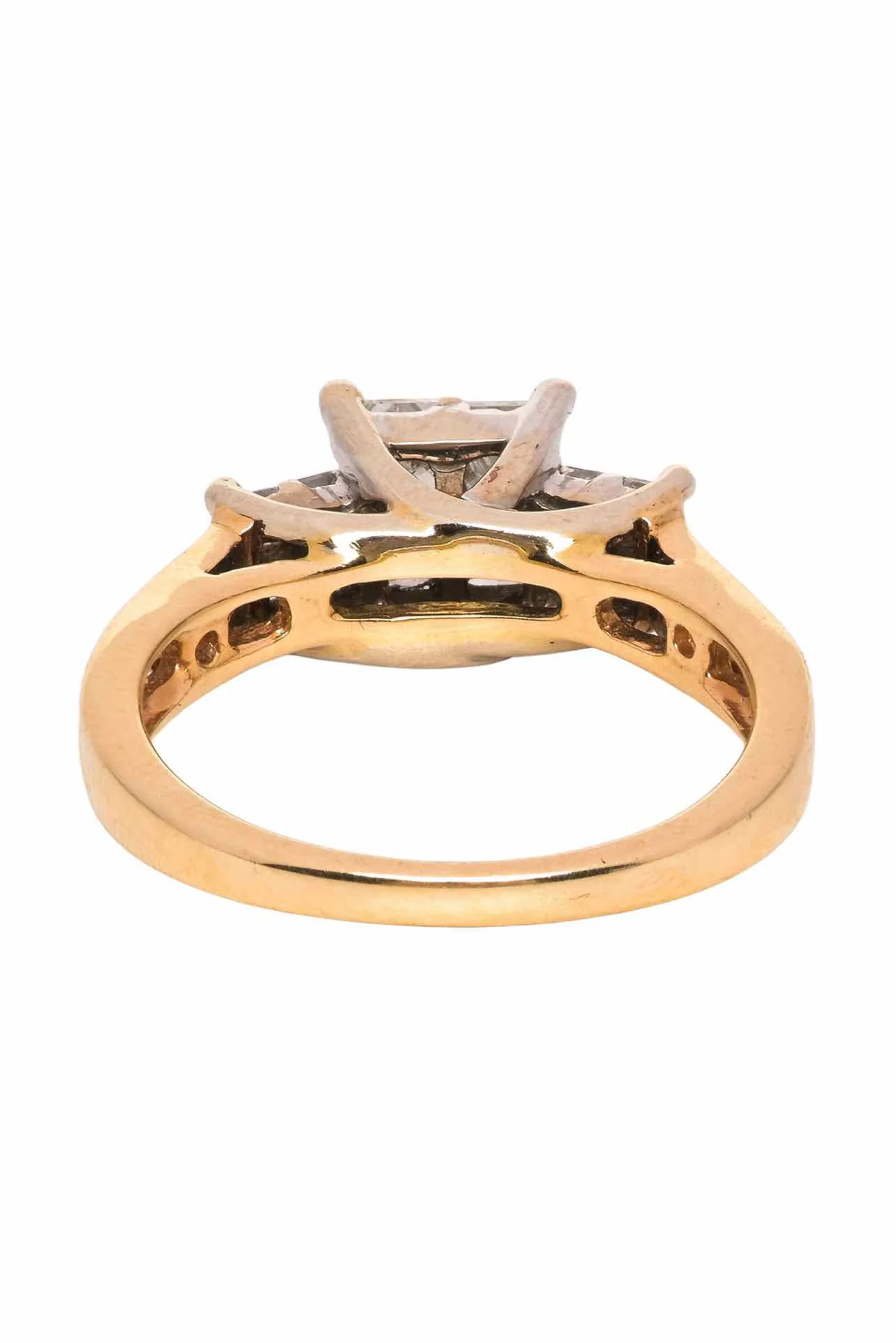 14K Yellow Gold & White Gold Diamond Size 6 Ring - Image 2