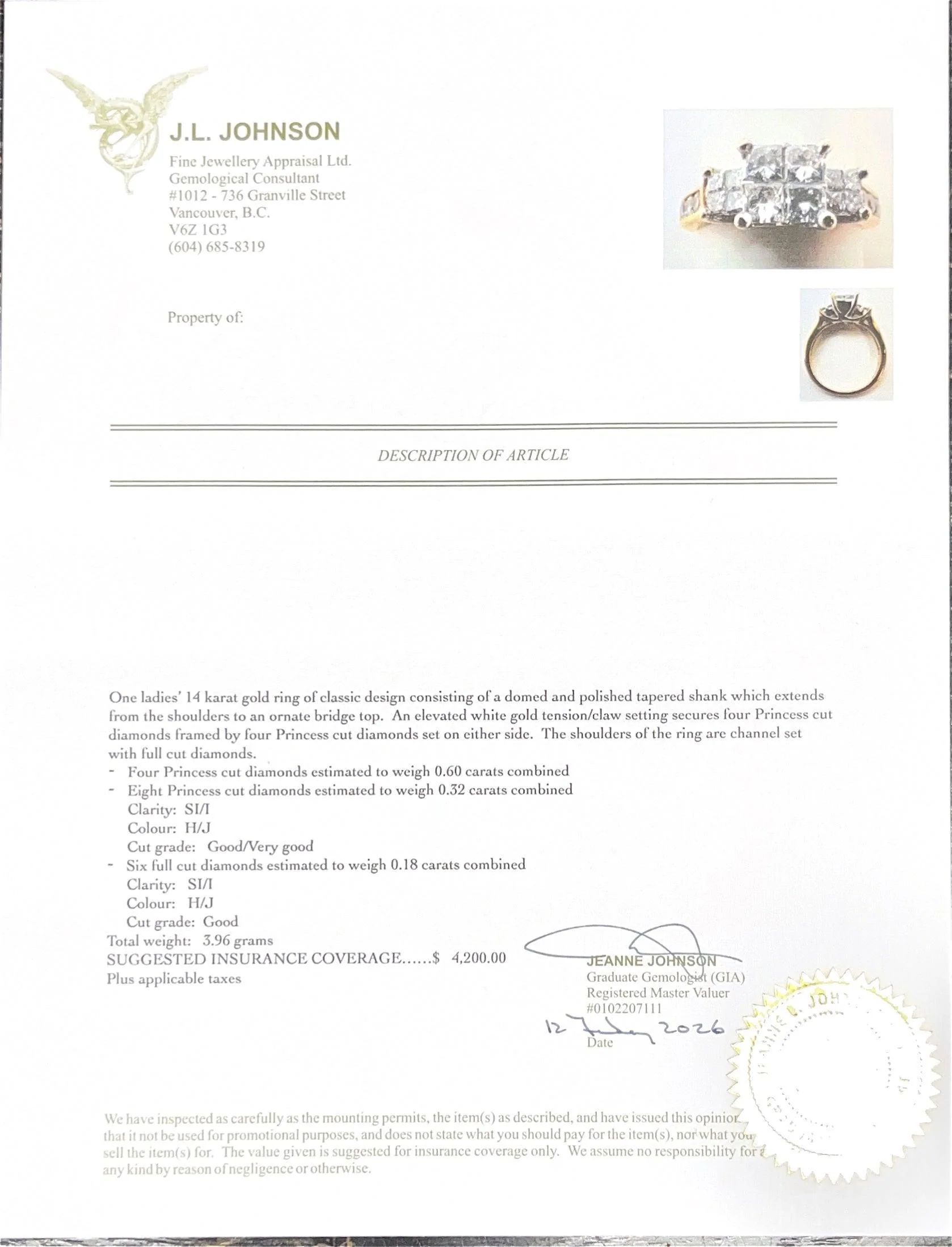 14K Yellow Gold & White Gold Diamond Size 6 Ring - Image 4