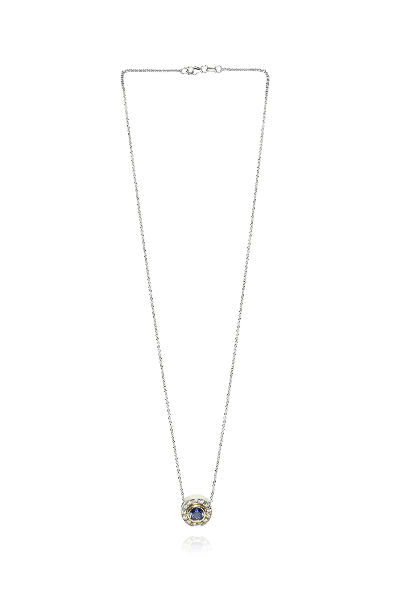 18k White Gold Diamond & Tanzanite Necklace - Image 2