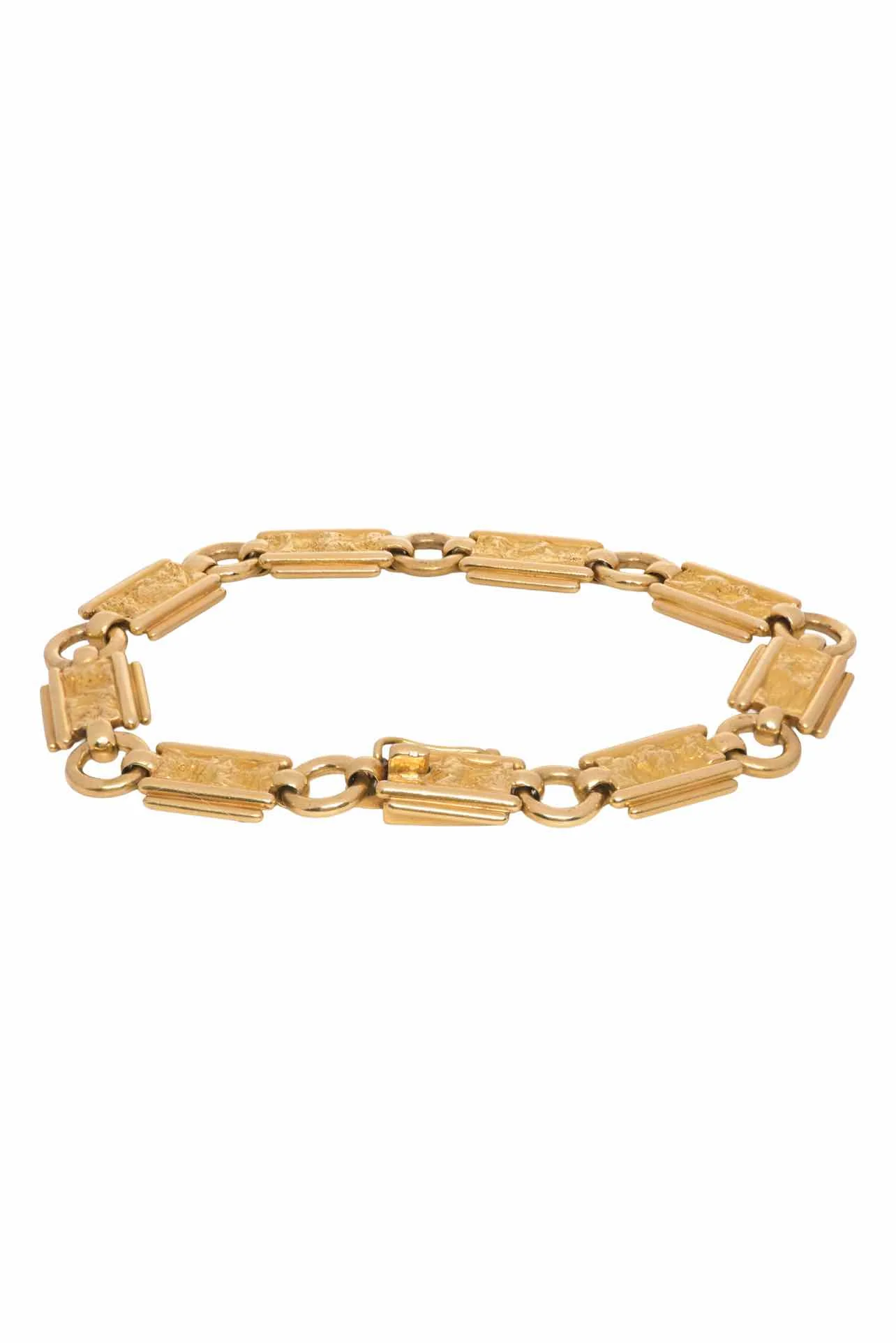 18K Yellow Gold 9 Rectangular Link Bracelet - Image 2