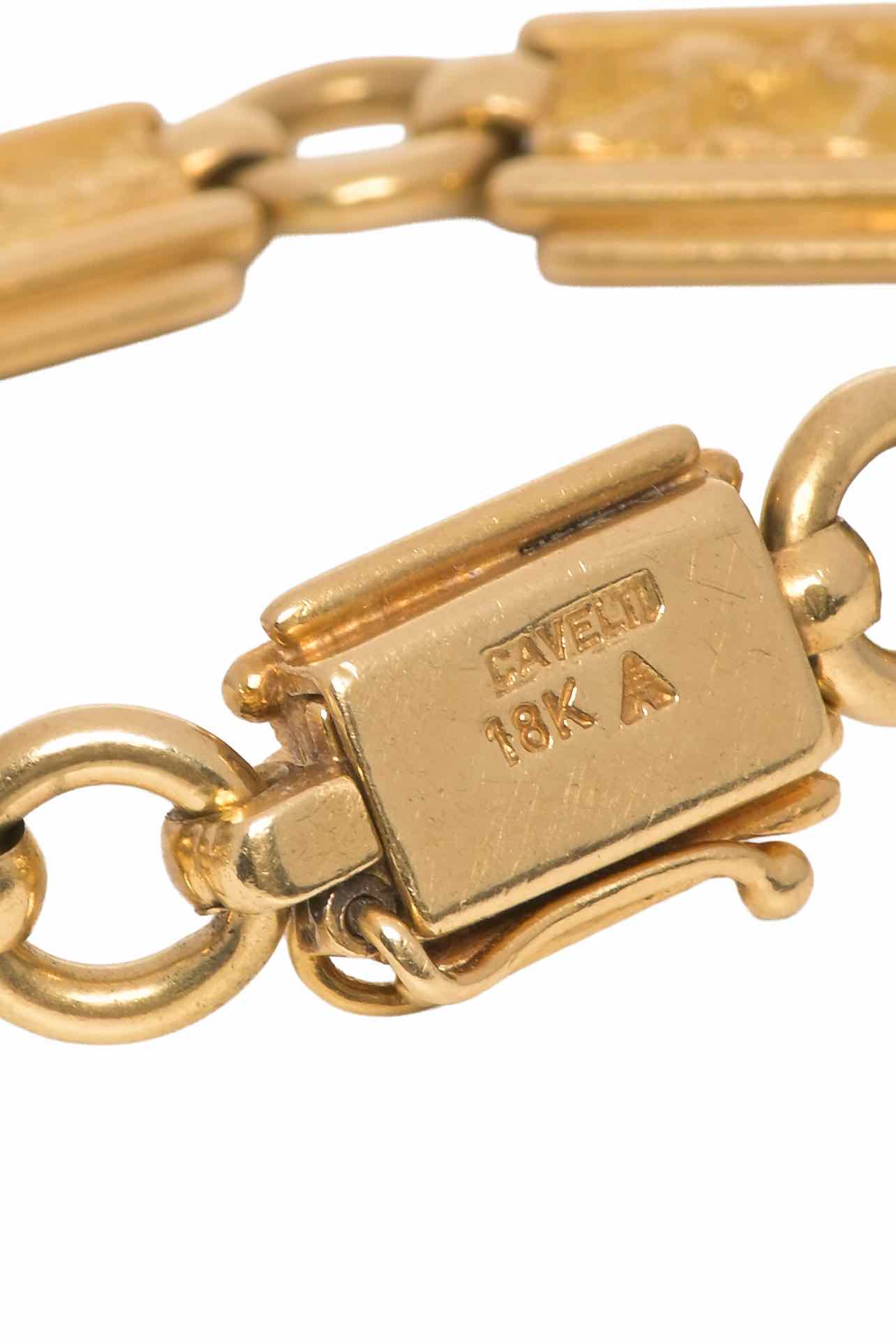18K Yellow Gold 9 Rectangular Link Bracelet - Image 3