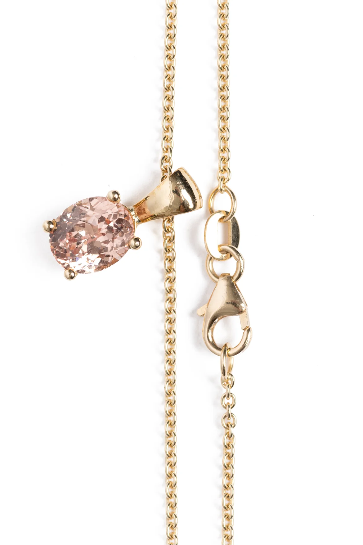 18K Yellow Gold Malaya Peach Garnet Pendant Necklace - Image 3