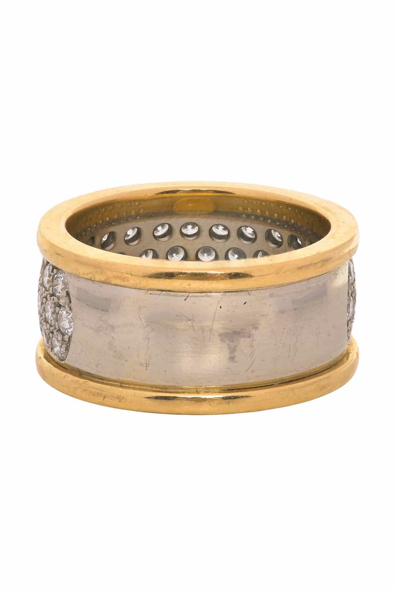 18K Yellow Gold & White Gold Pave Set Diamond Size 7 Ring - Image 2