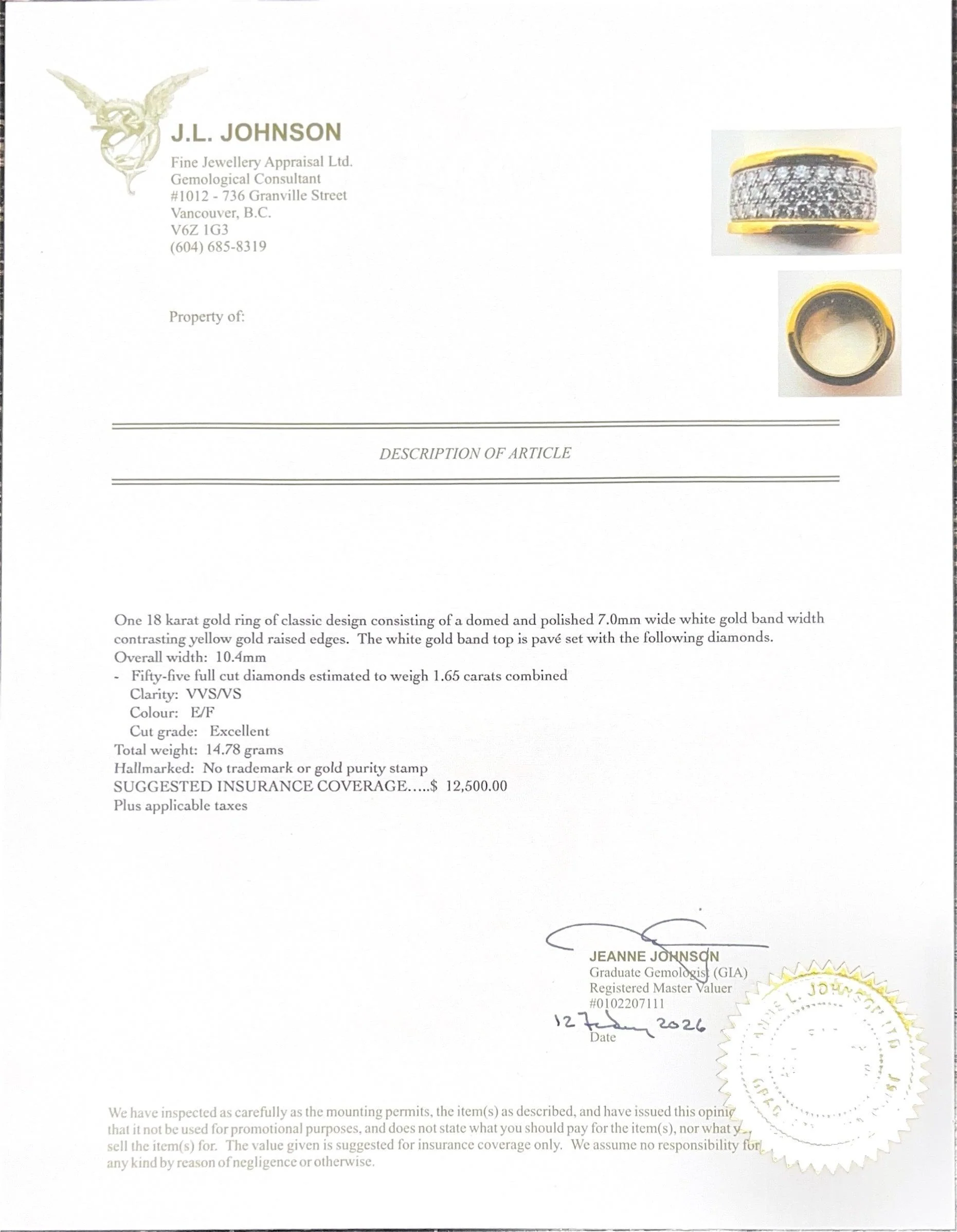 18K Yellow Gold & White Gold Pave Set Diamond Size 7 Ring - Image 3