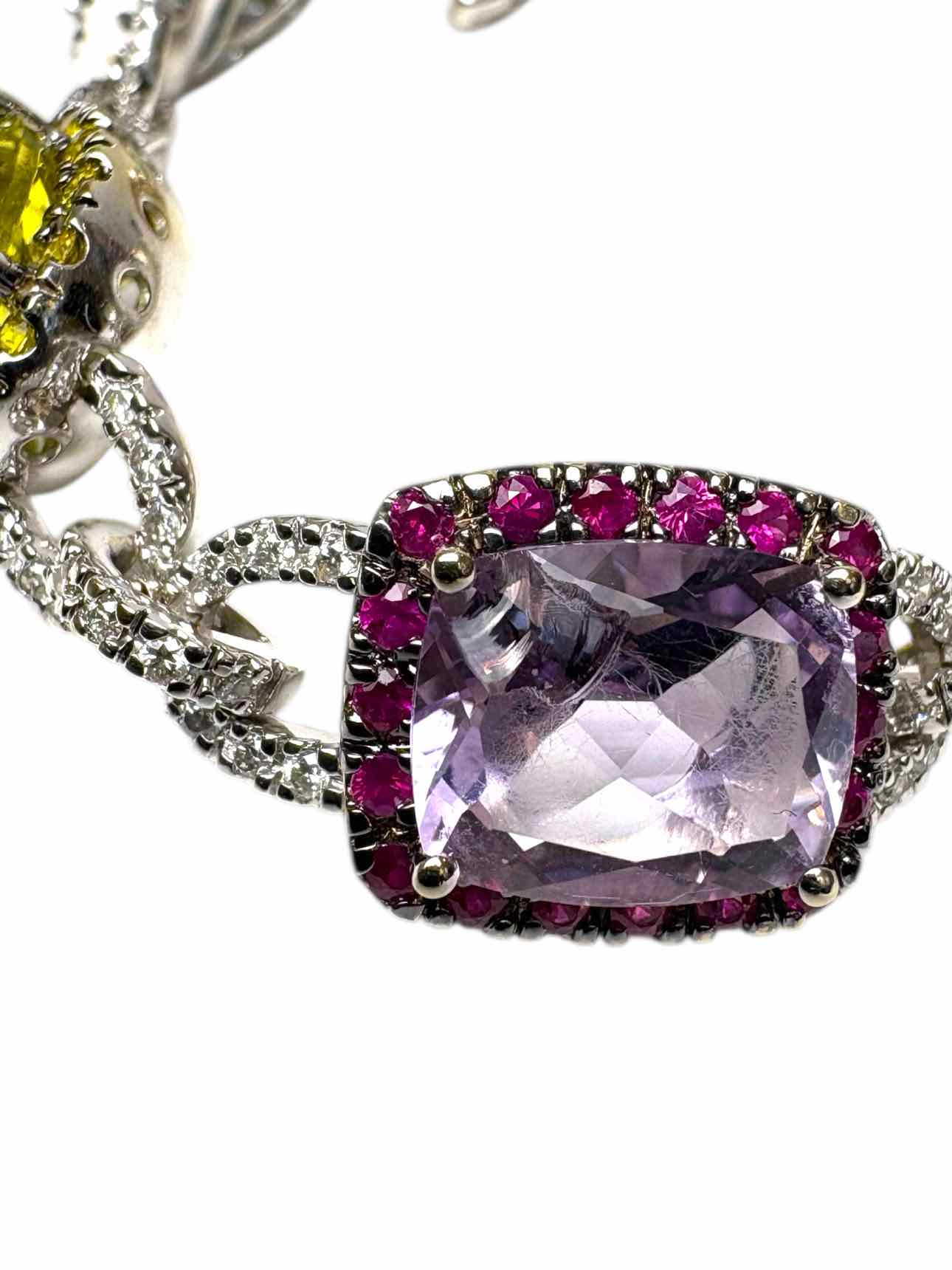 18KT White Gold Diamond & Synthetic Stone Bracelet - Image 3