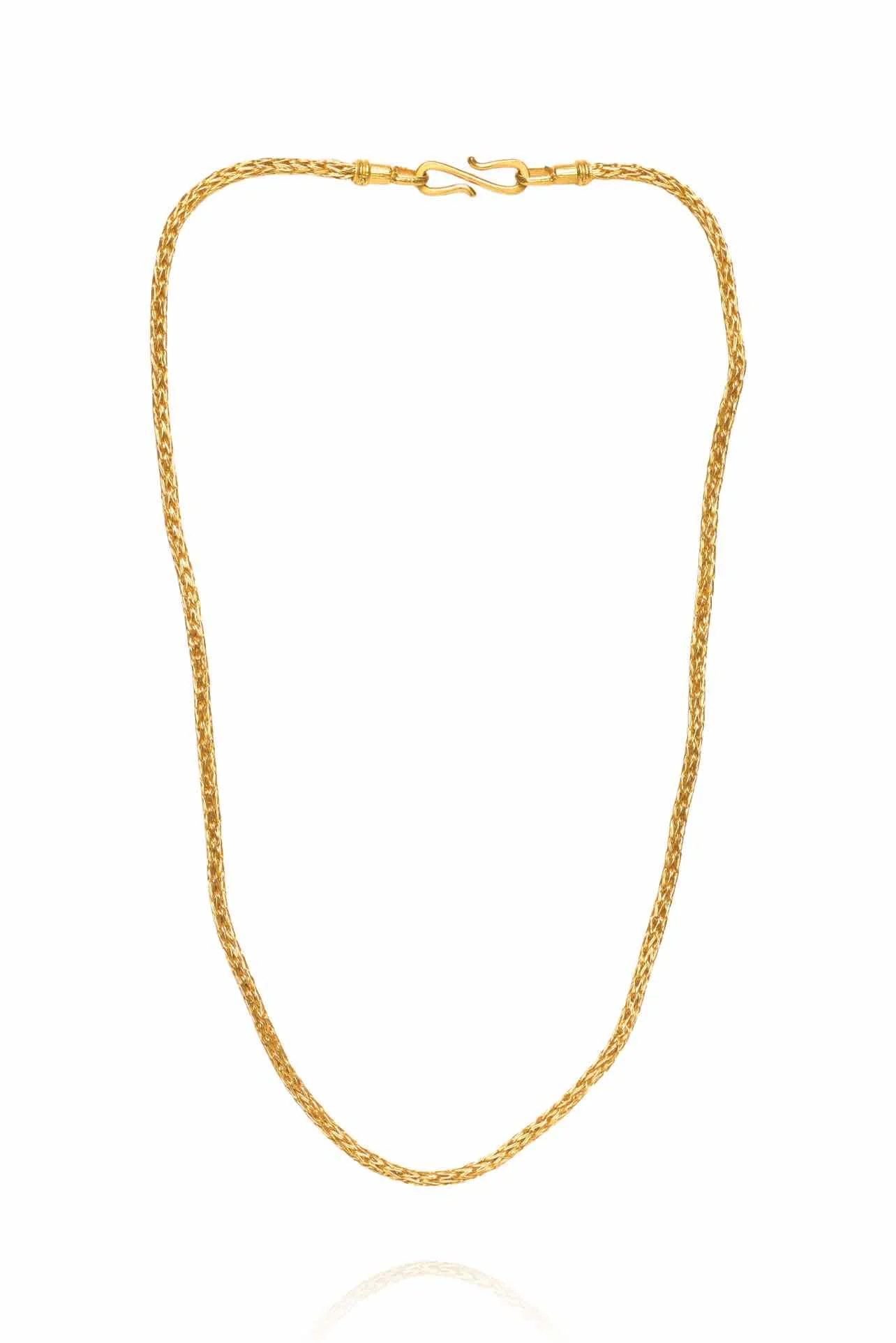 22K Gold Purity Medium Gauge "Wheat" Link Chain Necklace - Image 2