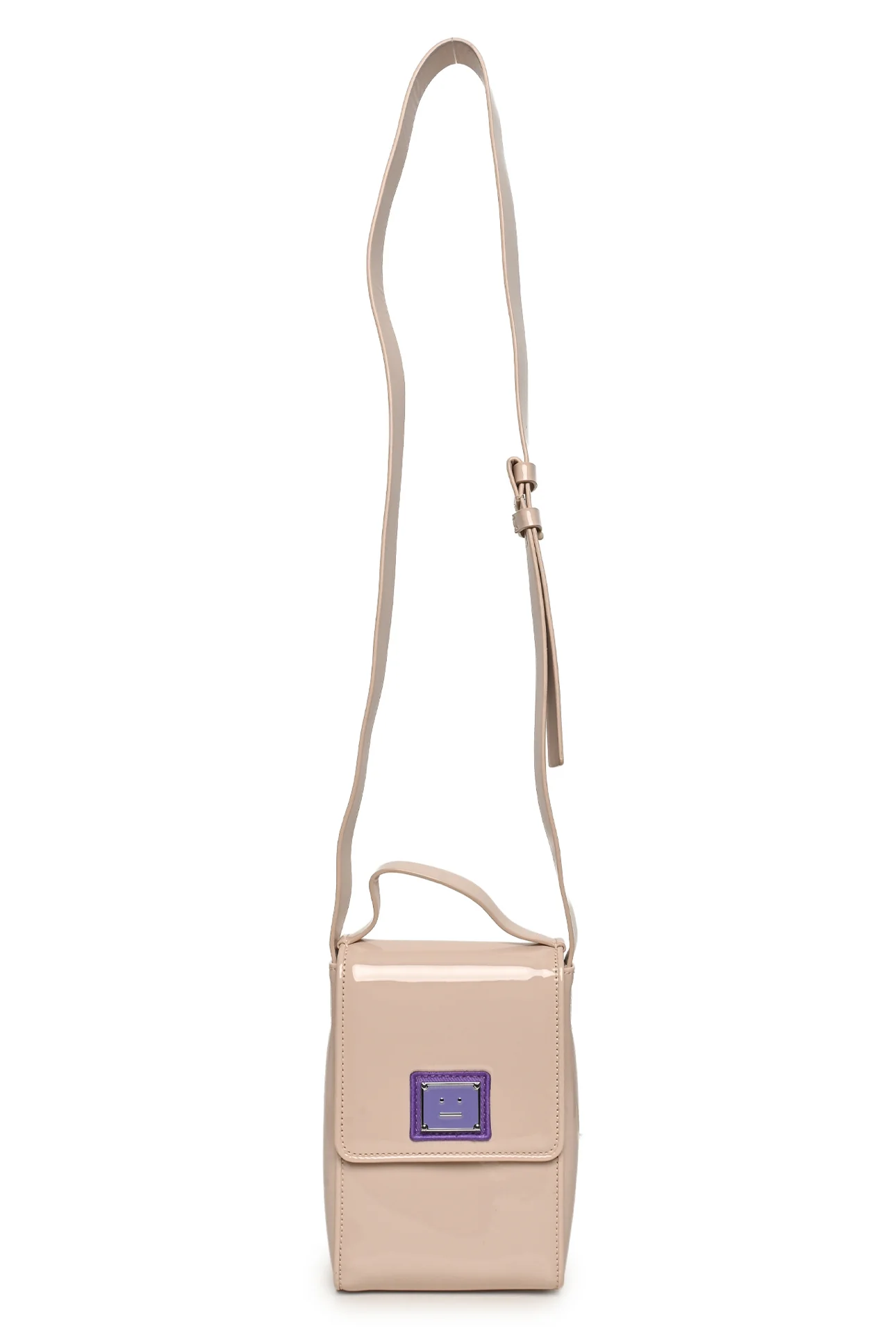 Acne Akki Patent Plaque Face Crossbody Bag - Image 4
