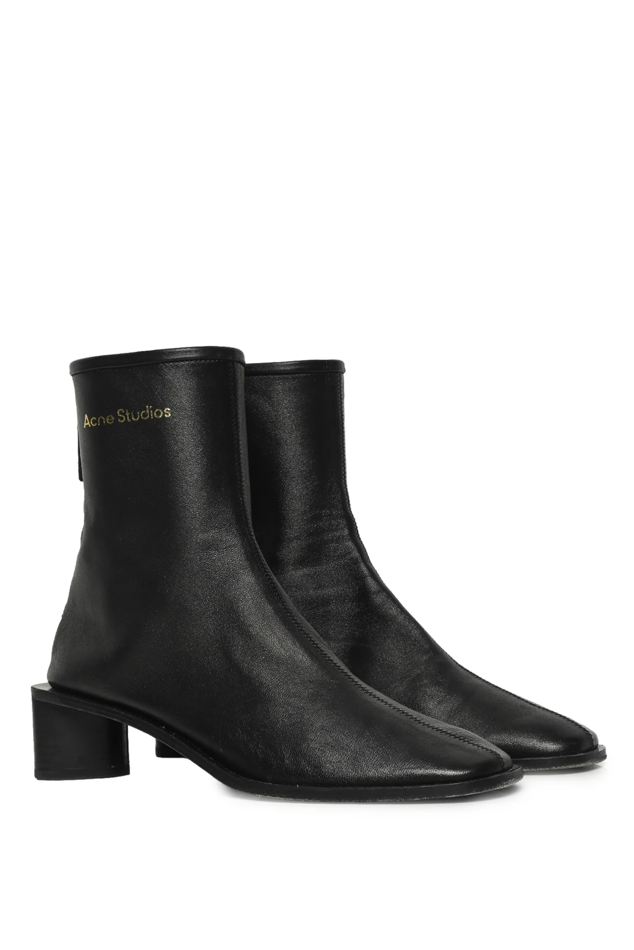 Acne Studios Size 36 Logo Leather Ankle Boots - Image 2