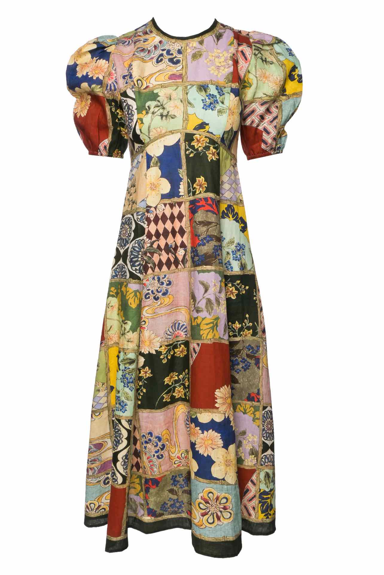 Alemais Size 6 Bianca Patchwork Midi Dress