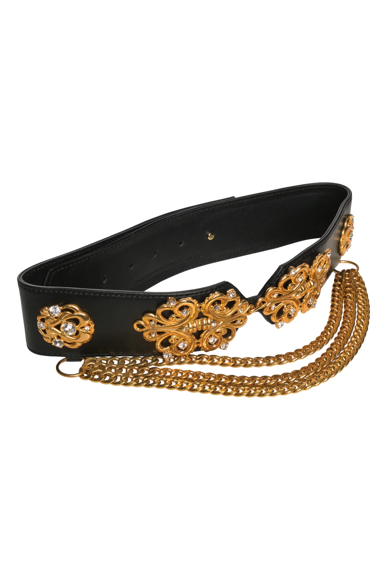 Alessandra Rich Size S Gold Embellishedment Leather Belt - Image 3