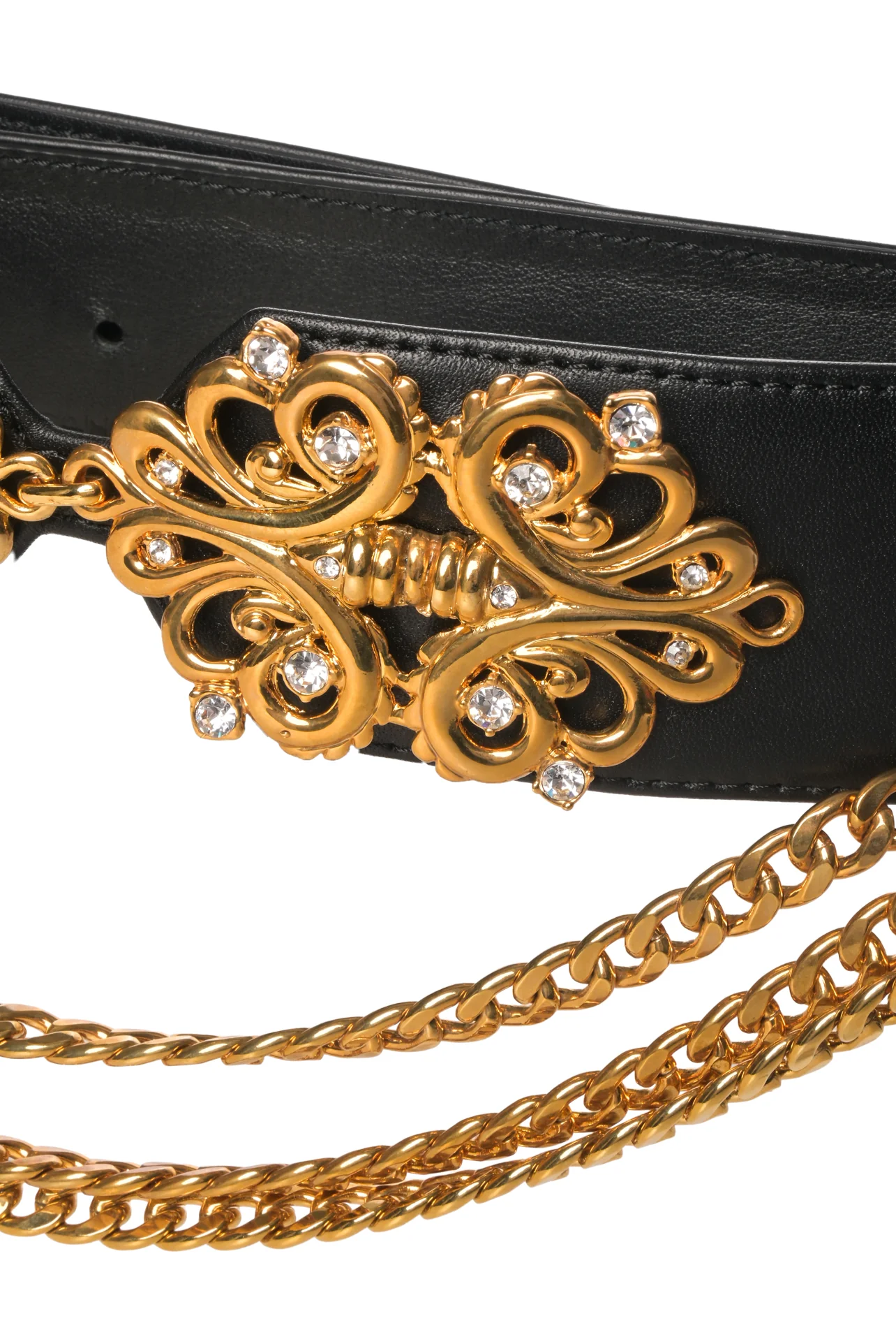 Alessandra Rich Size S Gold Embellishedment Leather Belt - Image 4