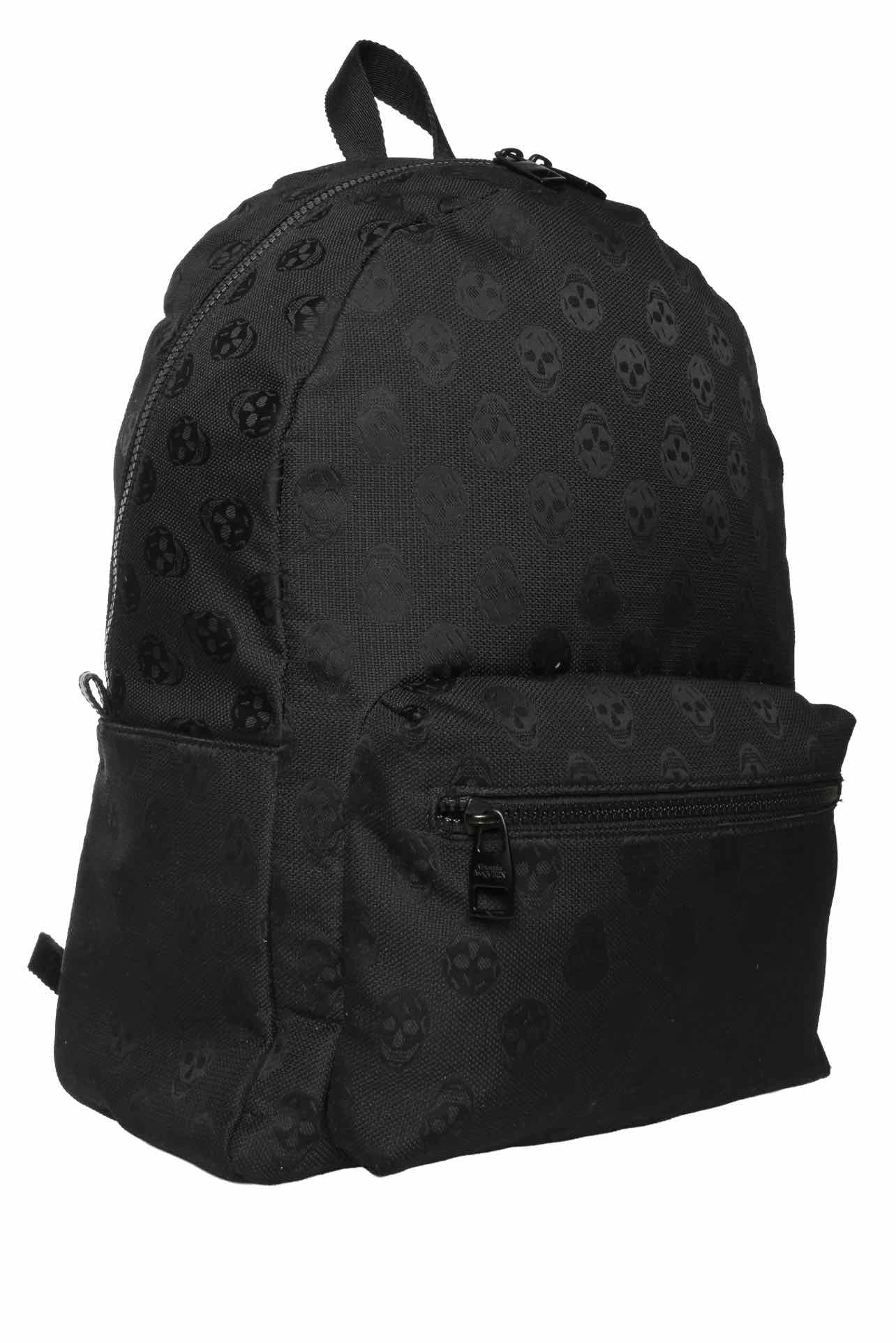 Alexander Mcqueen All Black Jacquard Skull Backpack - Image 2