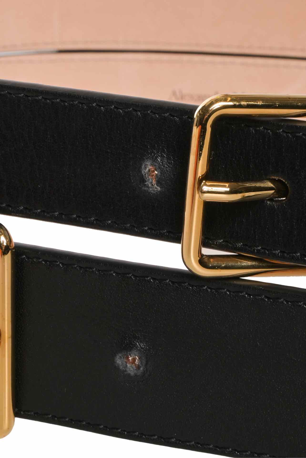 Alexander Mcqueen Size 32 Double Strap Leather Waist Belt - Image 3