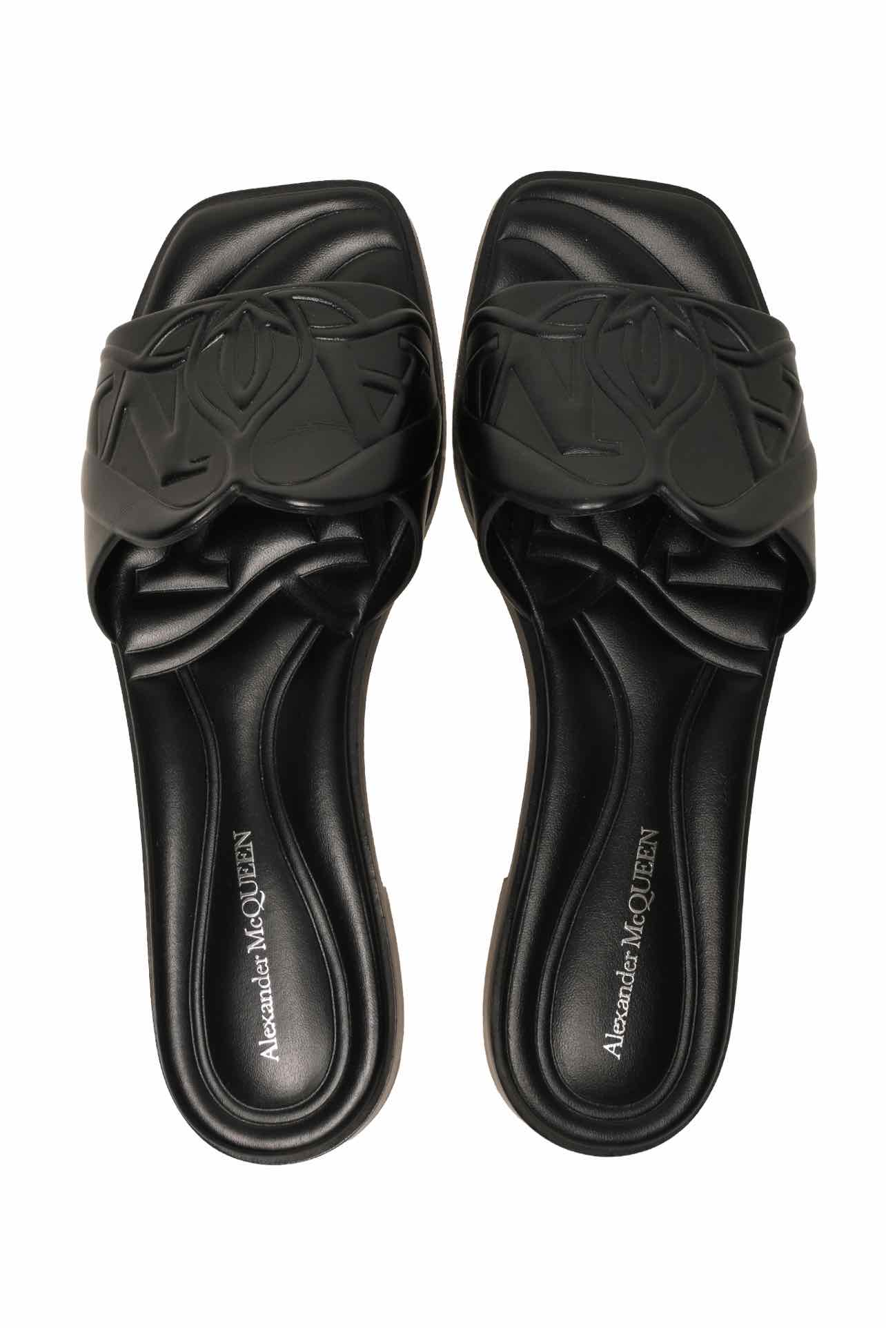 Alexander Mcqueen Size 36.5 Seal Leather Slide Sandals - Image 6
