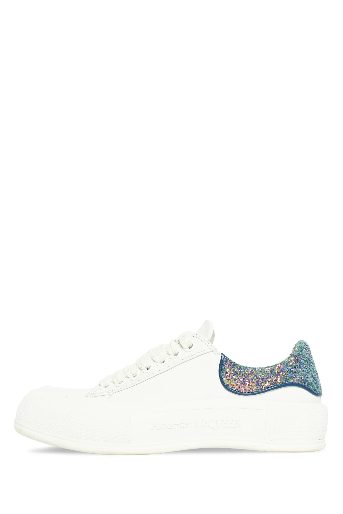 Alexander Mcqueen Size 39 Deck Plimsoll Glitter Tab Low Top Sneaker - Image 3