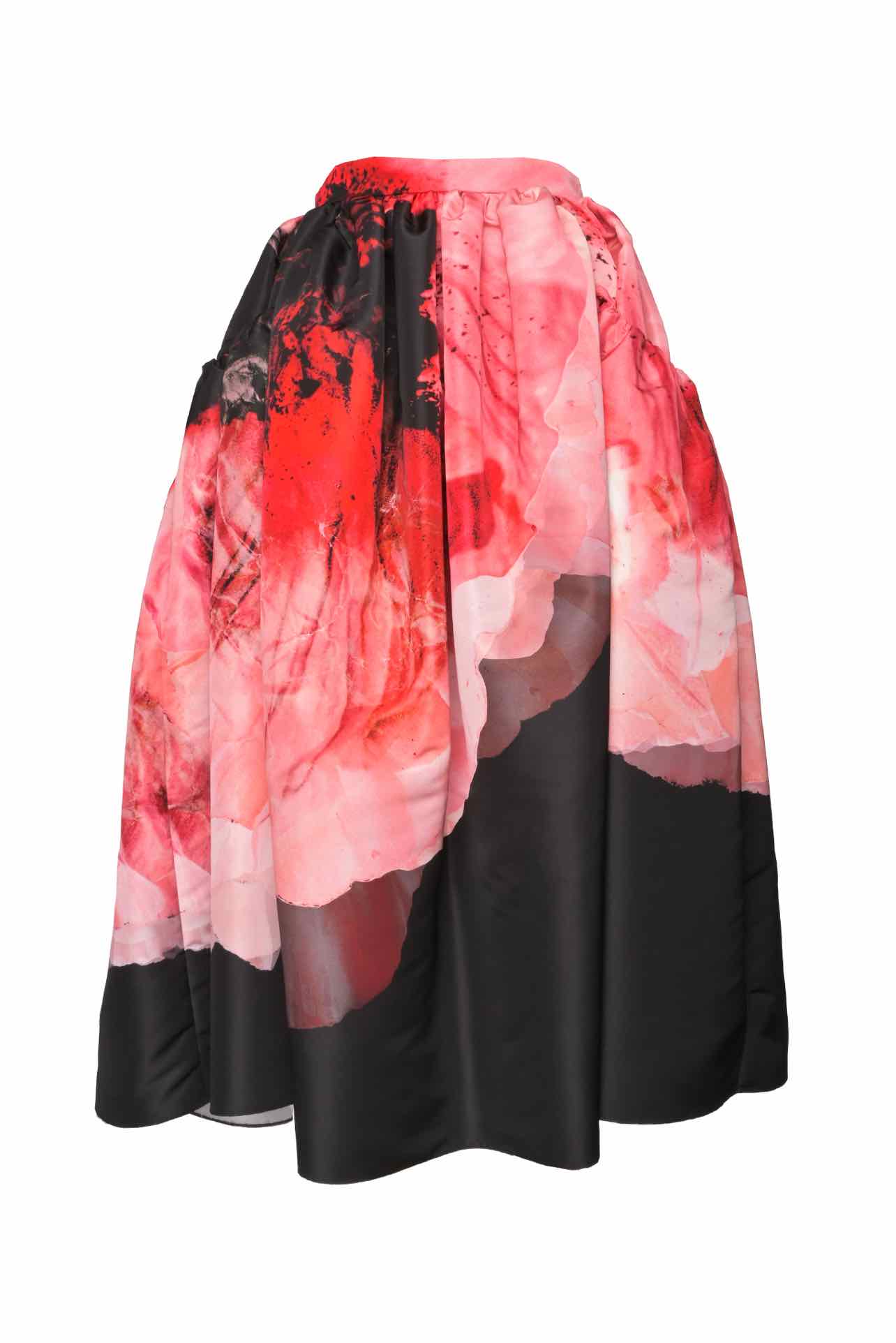 Alexander Mcqueen Size 40 AW21 Anemone Print Gathered Midi Skirt