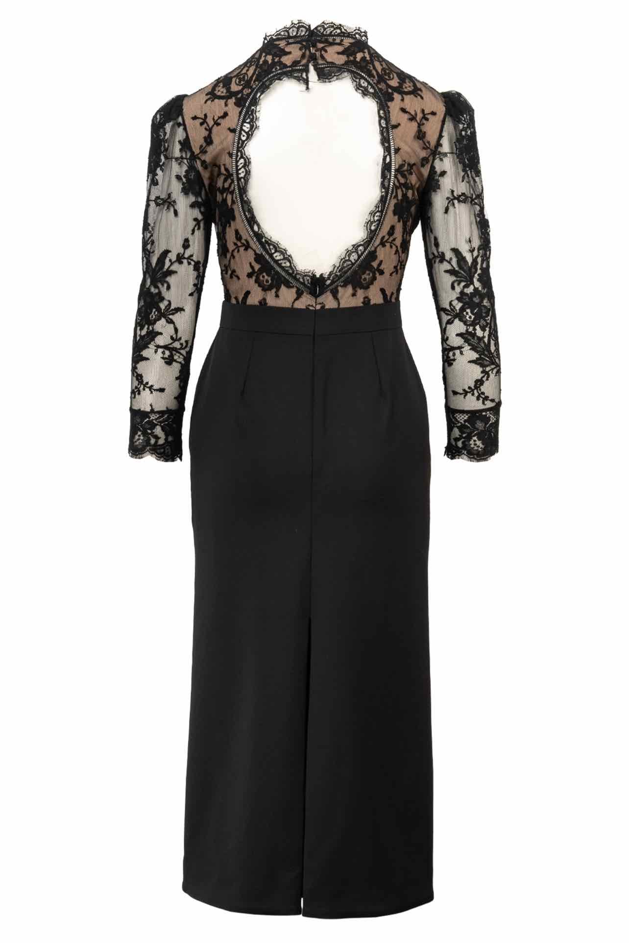 Alexander Mcqueen Size 6 2018 Open Back Lace & Wool Crepe Dress - Image 2