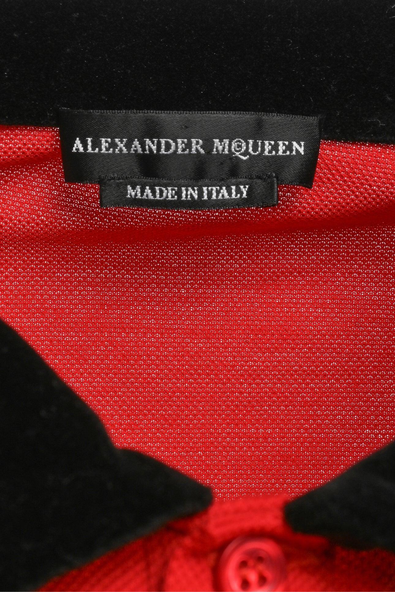 Alexander Mcqueen Size L Men's 2016 Embroidered Velvet Collar Polo Shirt - Image 3