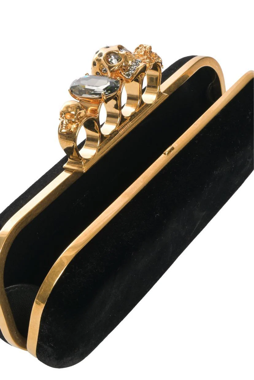 Alexander Mcqueen Velvet Jeweled Knuckle Box Clutch - Image 6