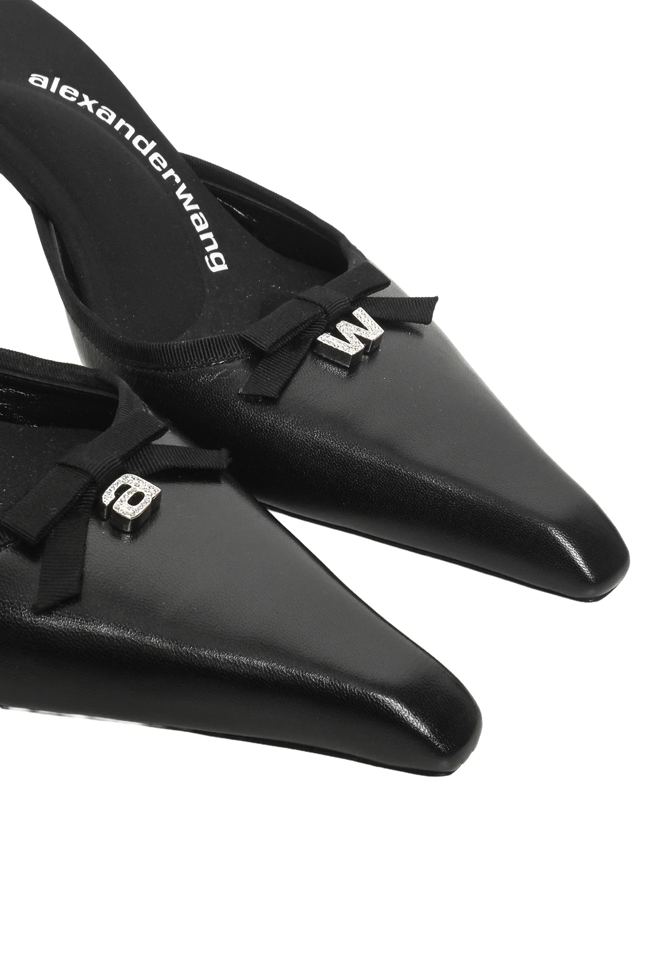 Alexander Wang Size 37 Crystal & Bow Embellished Viola 65 Mules - Image 5