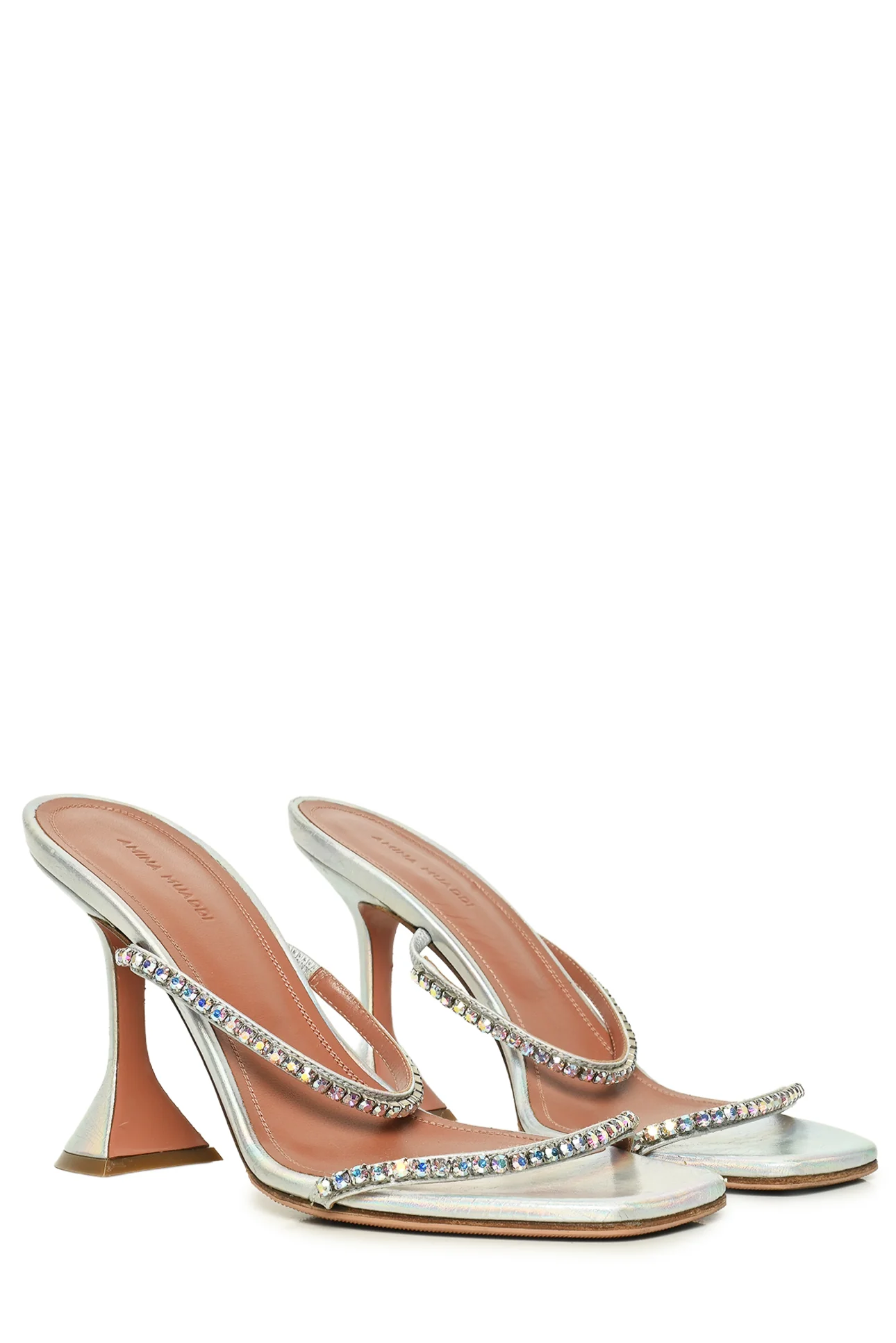 Amina Muaddi Size 39 Gilda Iridescent Crystal-Embellished Leather Sandals - Image 2
