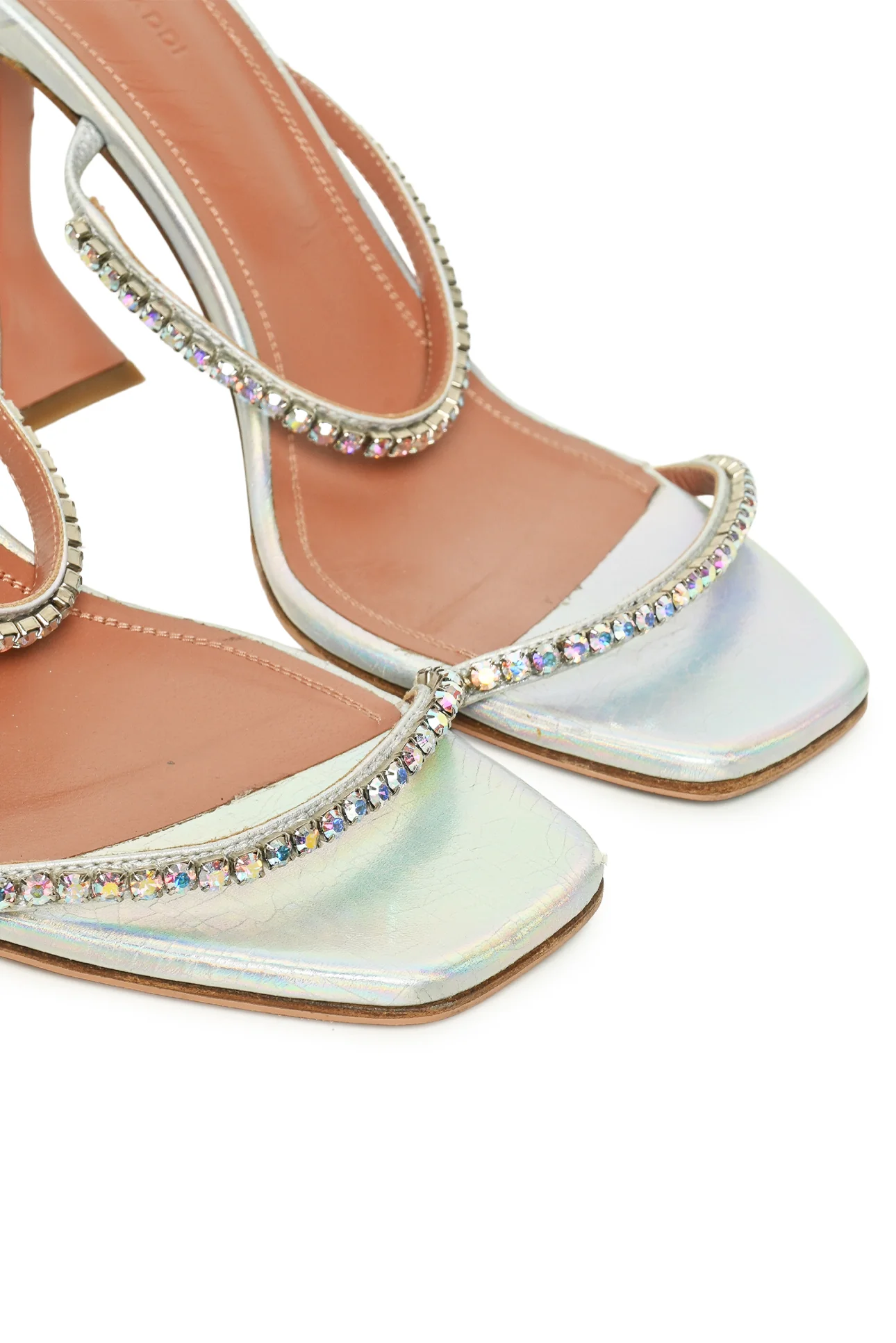 Amina Muaddi Size 39 Gilda Iridescent Crystal-Embellished Leather Sandals - Image 5