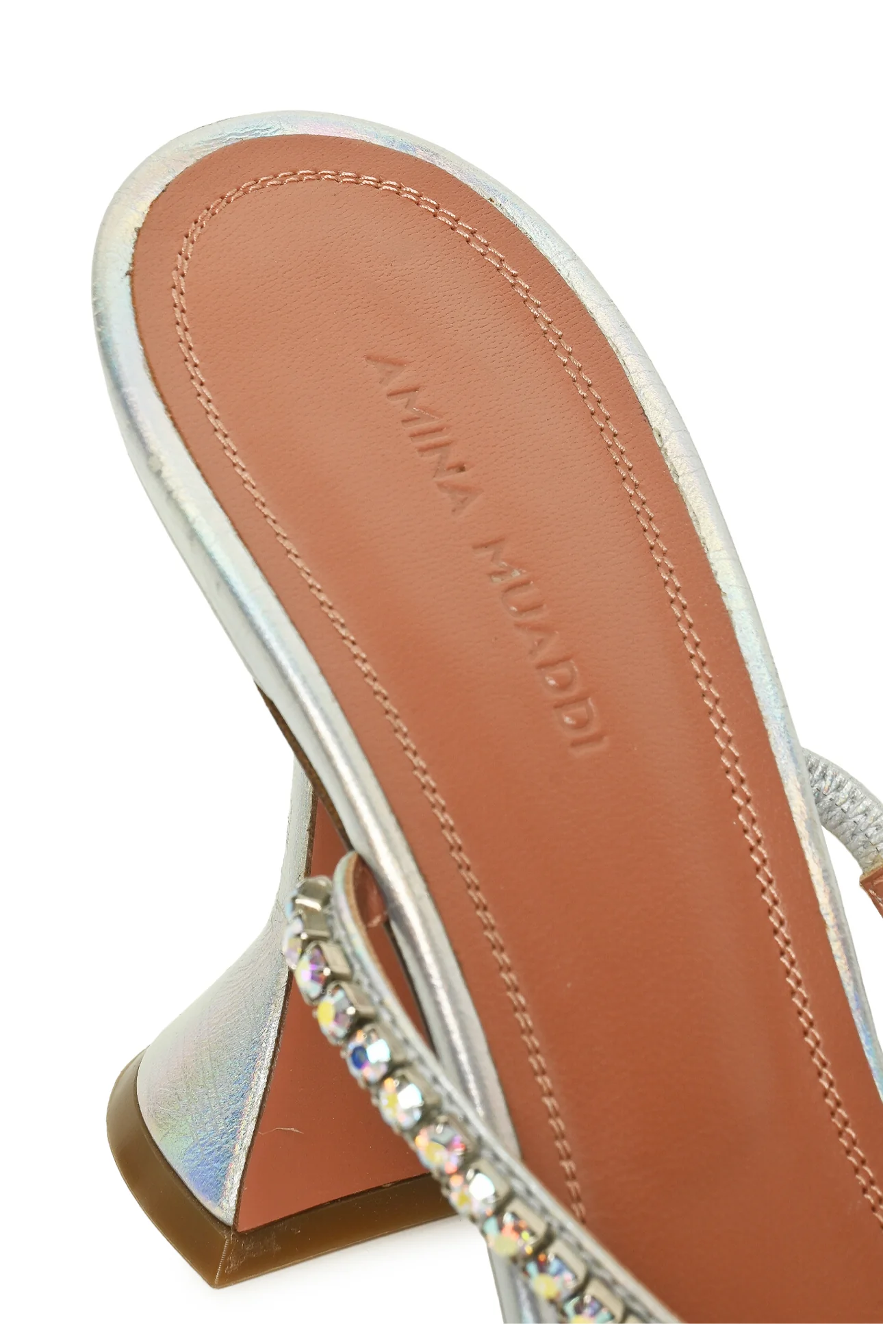 Amina Muaddi Size 39 Gilda Iridescent Crystal-Embellished Leather Sandals - Image 6