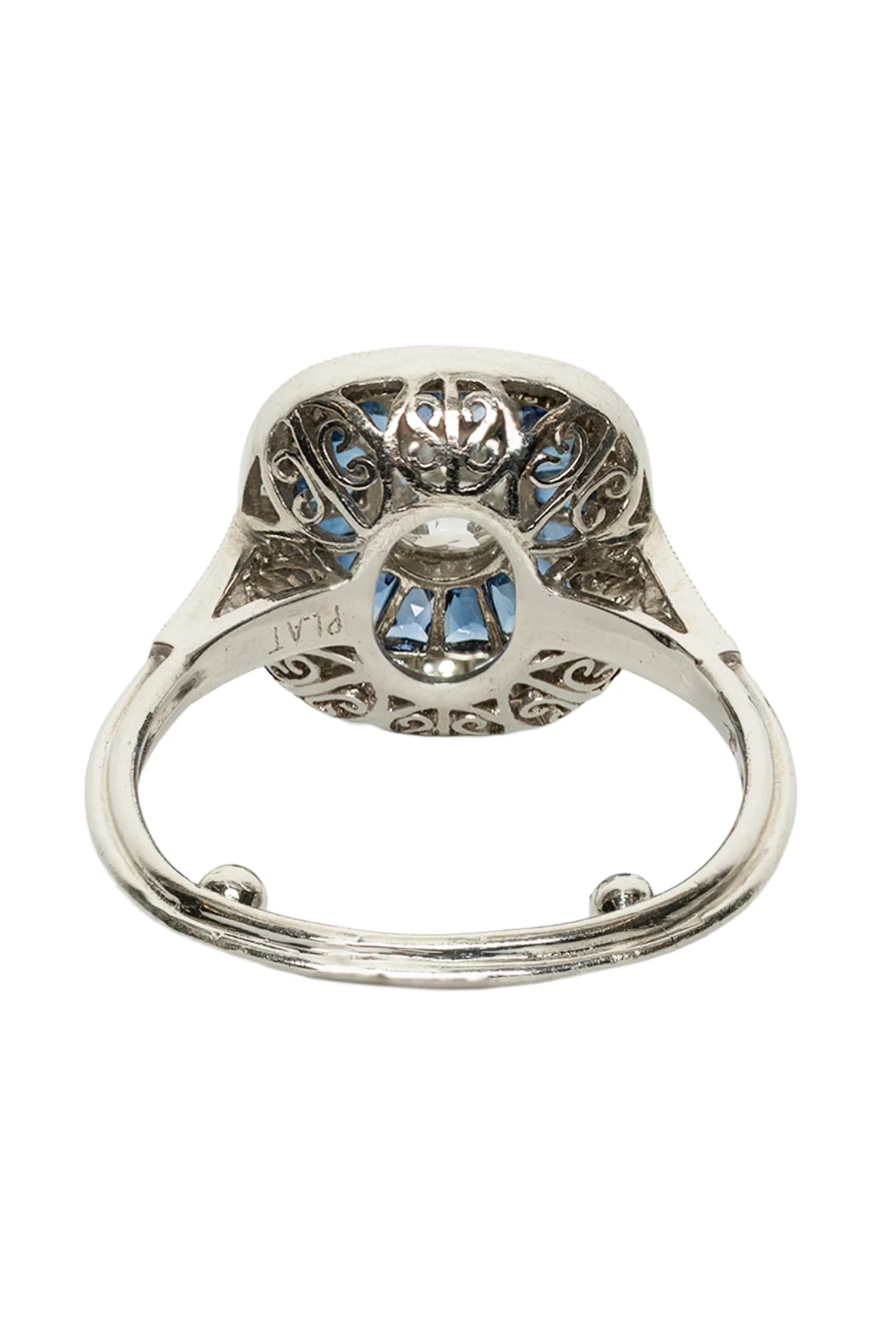 Antique Size 5 Platinum, Diamond & Sapphire Ring - Image 2