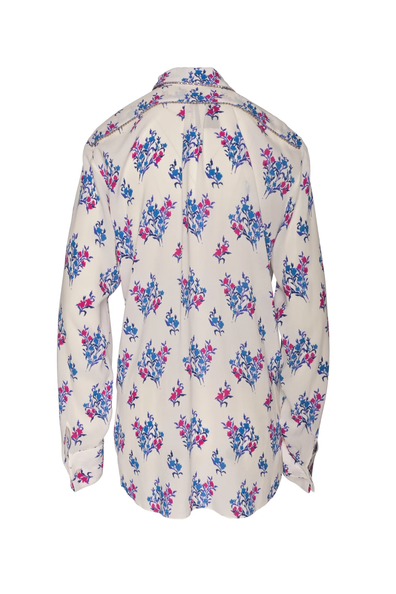 Area Size 10 Crystal Embellished Floral Crepe Blouse - Image 2