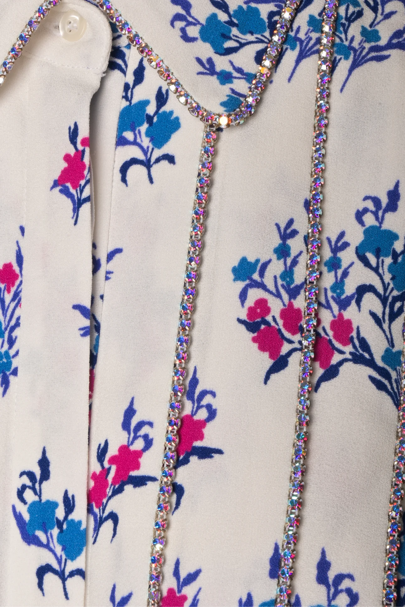 Area Size 10 Crystal Embellished Floral Crepe Blouse - Image 3