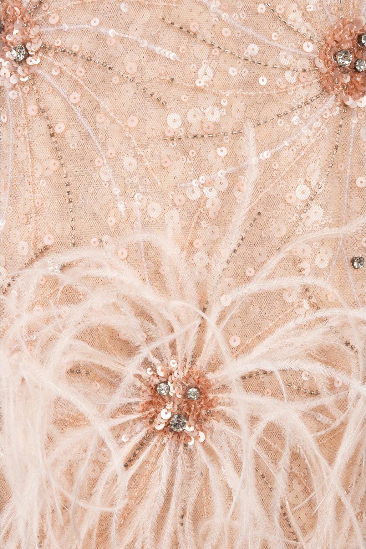 Badgley Mischka Size 6 Sequin & Feather Embellished Mini Dress - Image 3