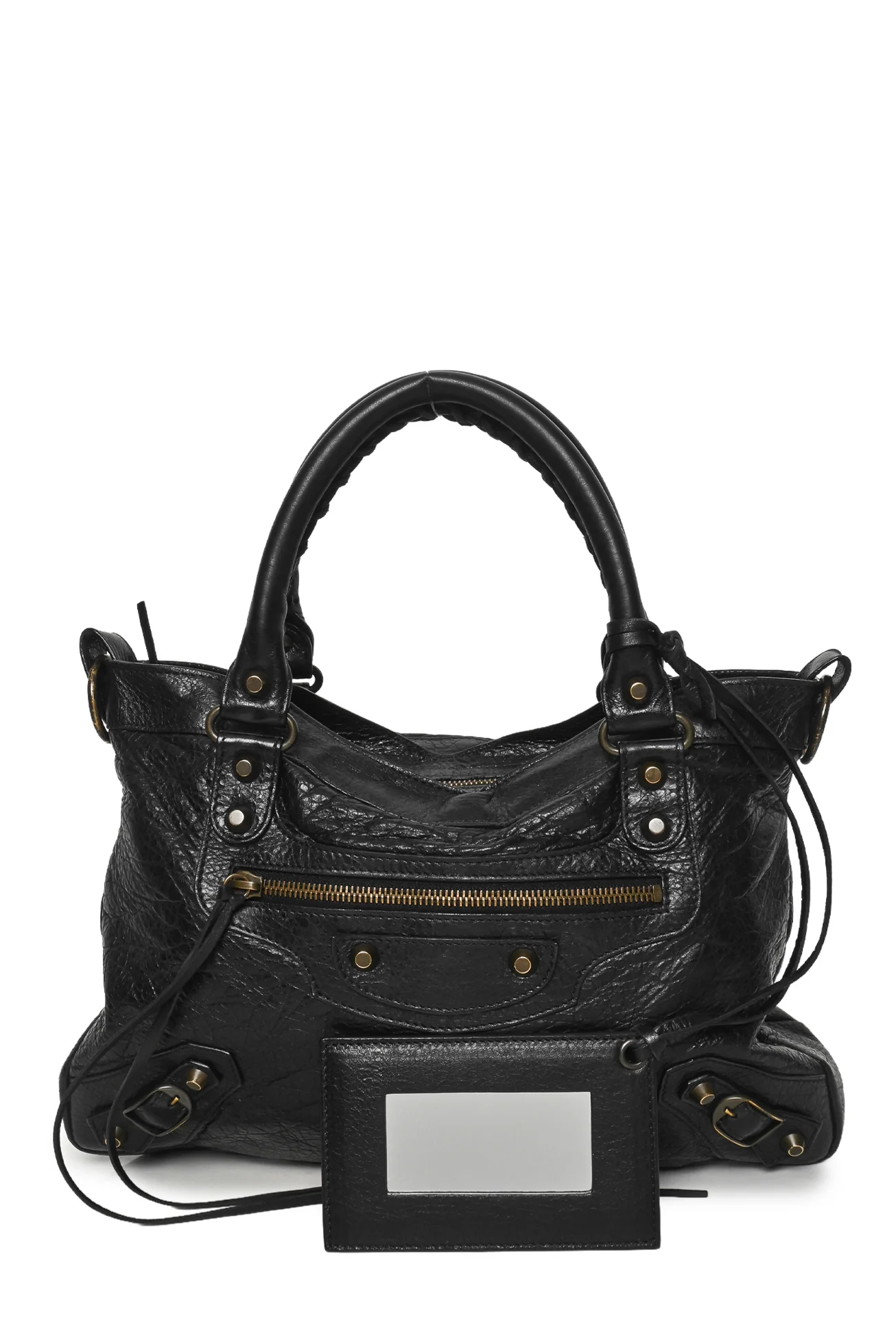 Balenciaga 2015 Agneau Aged Brass Classic Hardware 2Way Town Shoulder Bag