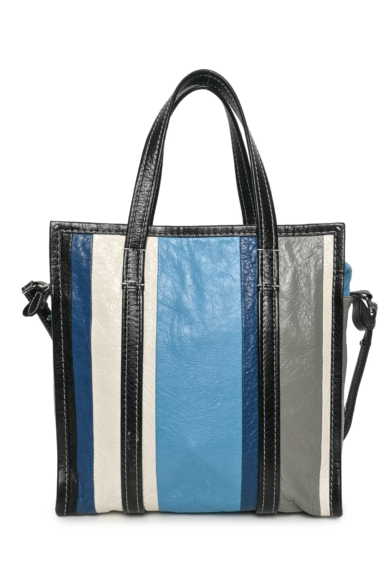 Balenciaga F/W 2017 Striped Lambskin Small Bazar Shopper Tote - Image 3