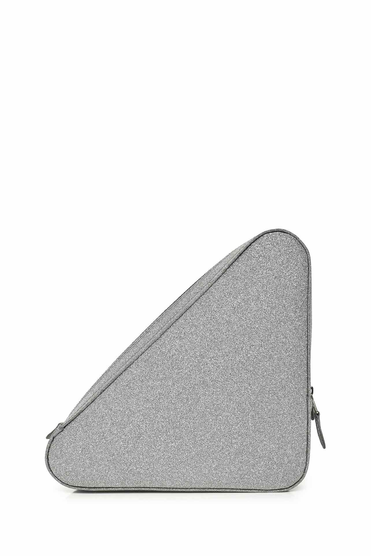Balenciaga F/W 2018 Logo Glitter Triangle Clutch - Image 2