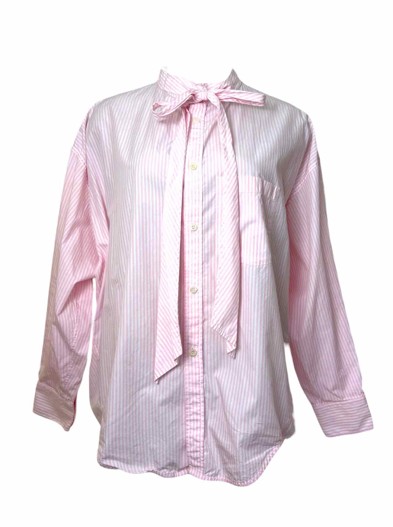 Balenciaga Size 36 2018 Striped Cotton Logo Blouse