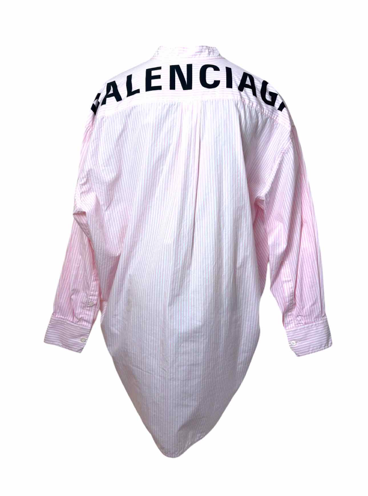 Balenciaga Size 36 2018 Striped Cotton Logo Blouse - Image 2