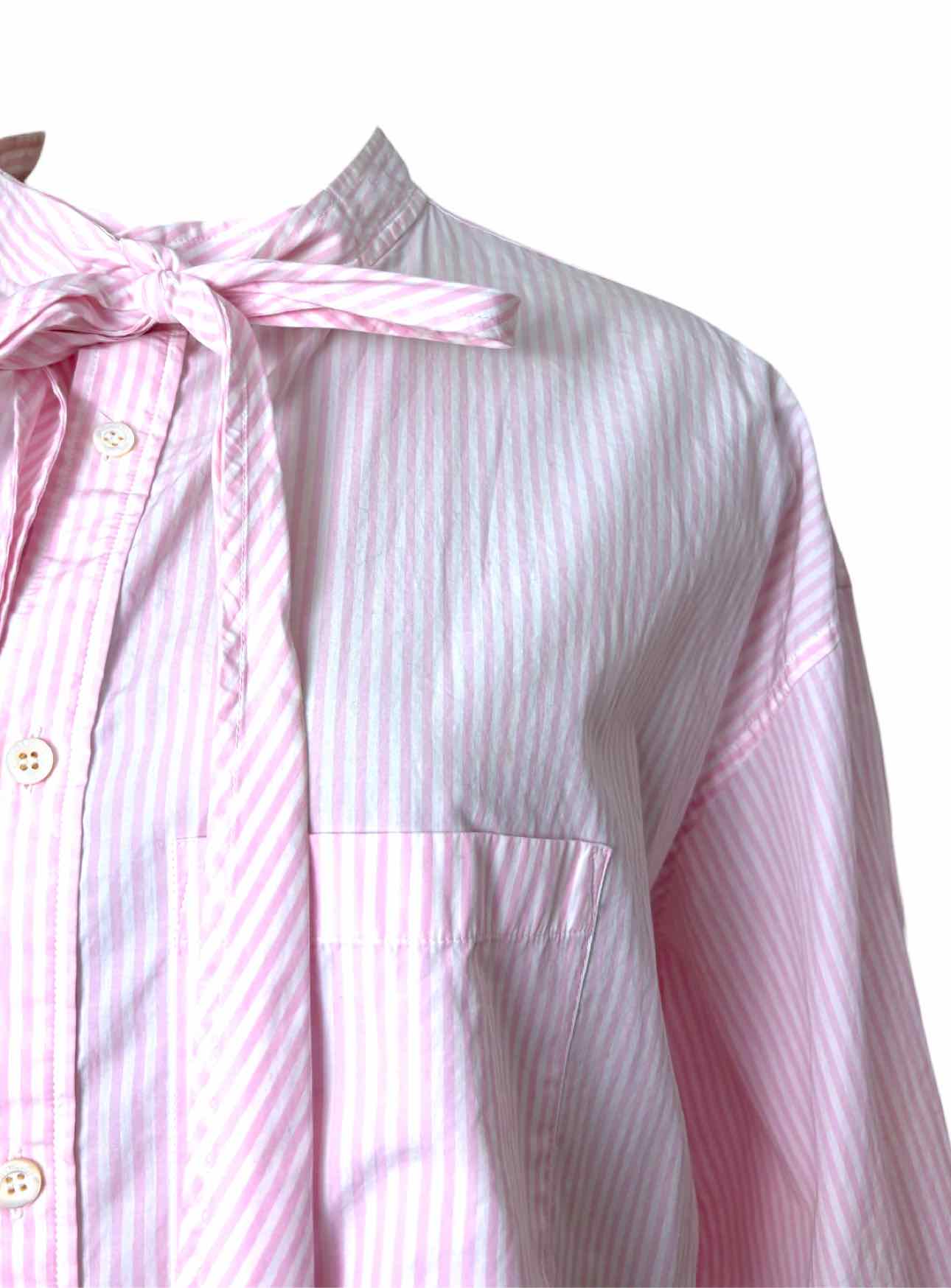 Balenciaga Size 36 2018 Striped Cotton Logo Blouse - Image 3