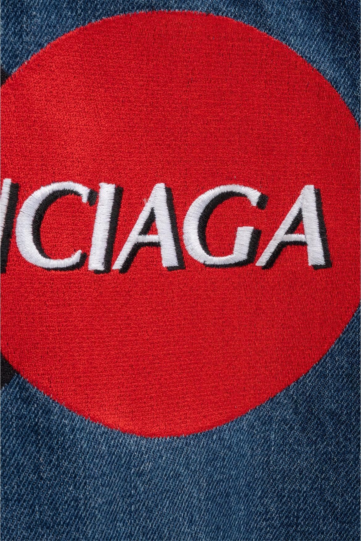 Balenciaga Size 36 Unisex Embroidered Credit Card Logo Denim Jacket - Image 3