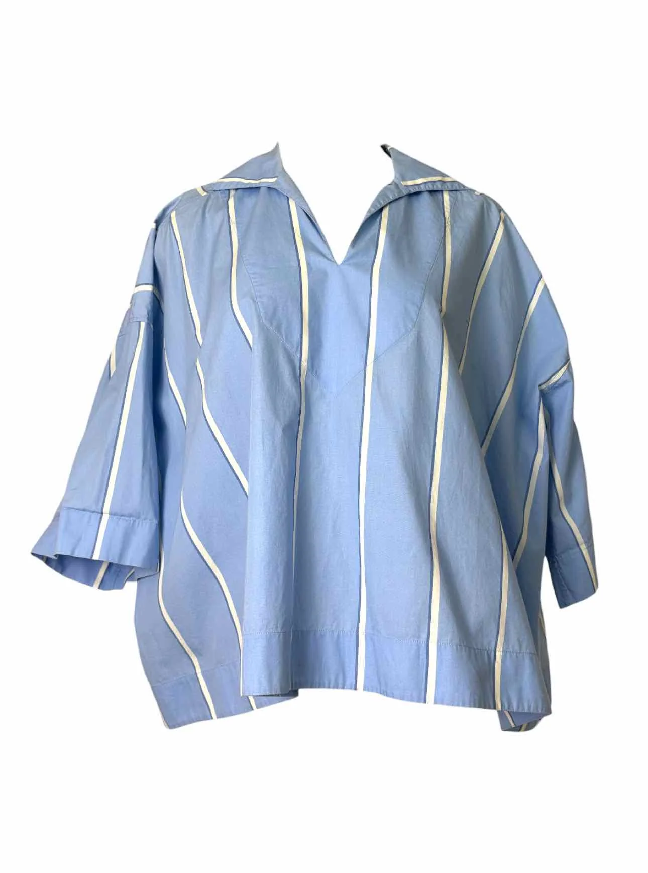 Balenciaga Size 38 Striped Cotton Short SleeveTops