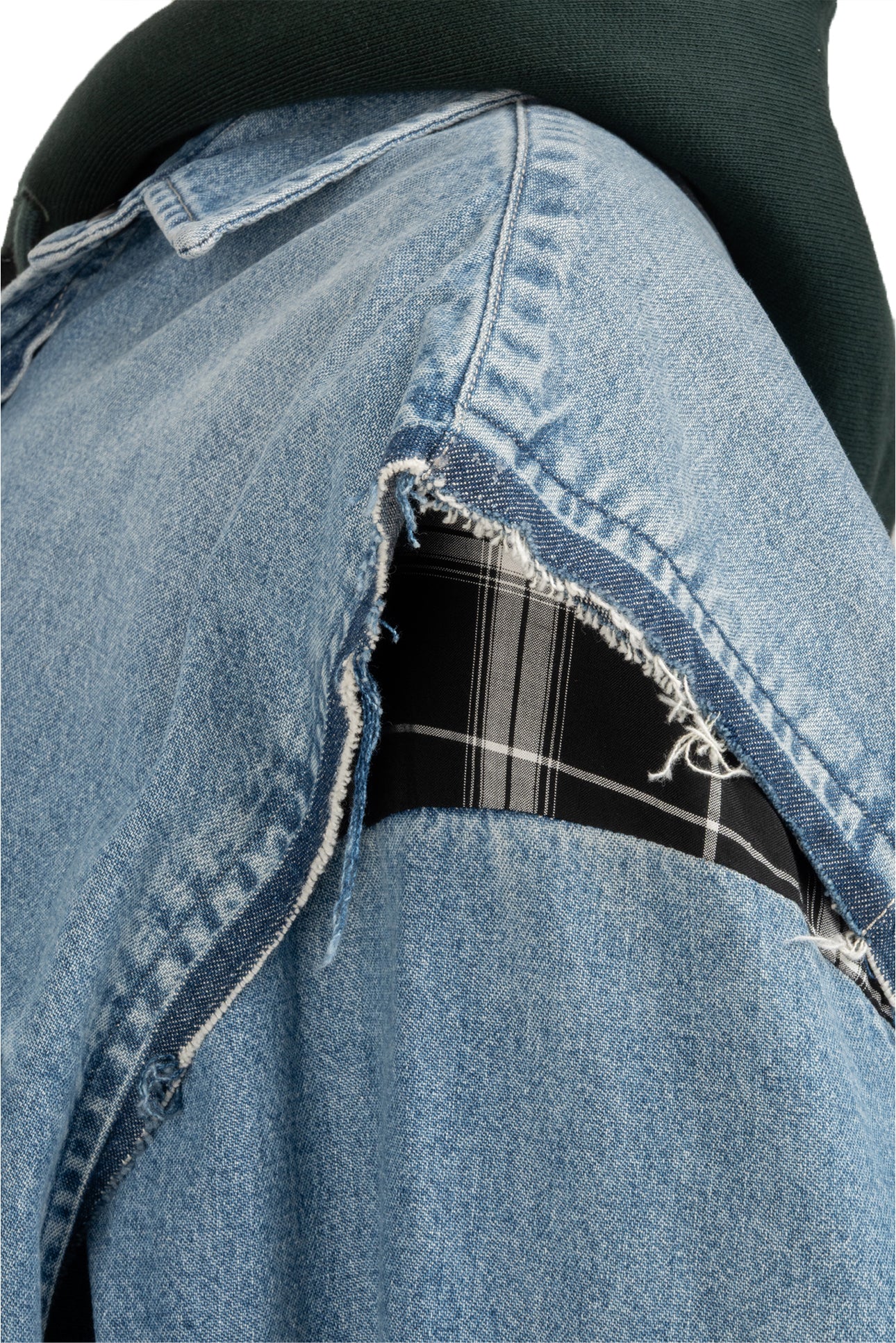 Balenciaga Size 39 Men's 2018 2pc Twinset Denim & Check Hooded Layered Jacket - Image 4