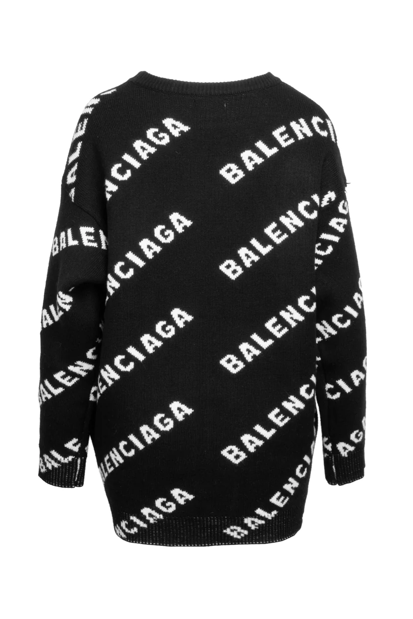 Balenciaga Size M 2018 All Over Logo Knit Sweater - Image 2