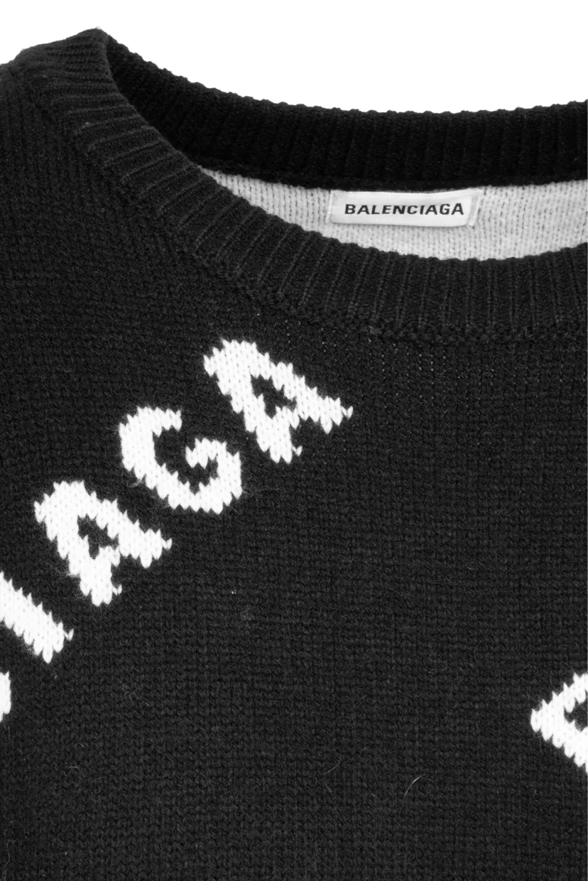 Balenciaga Size M 2018 All Over Logo Knit Sweater - Image 3