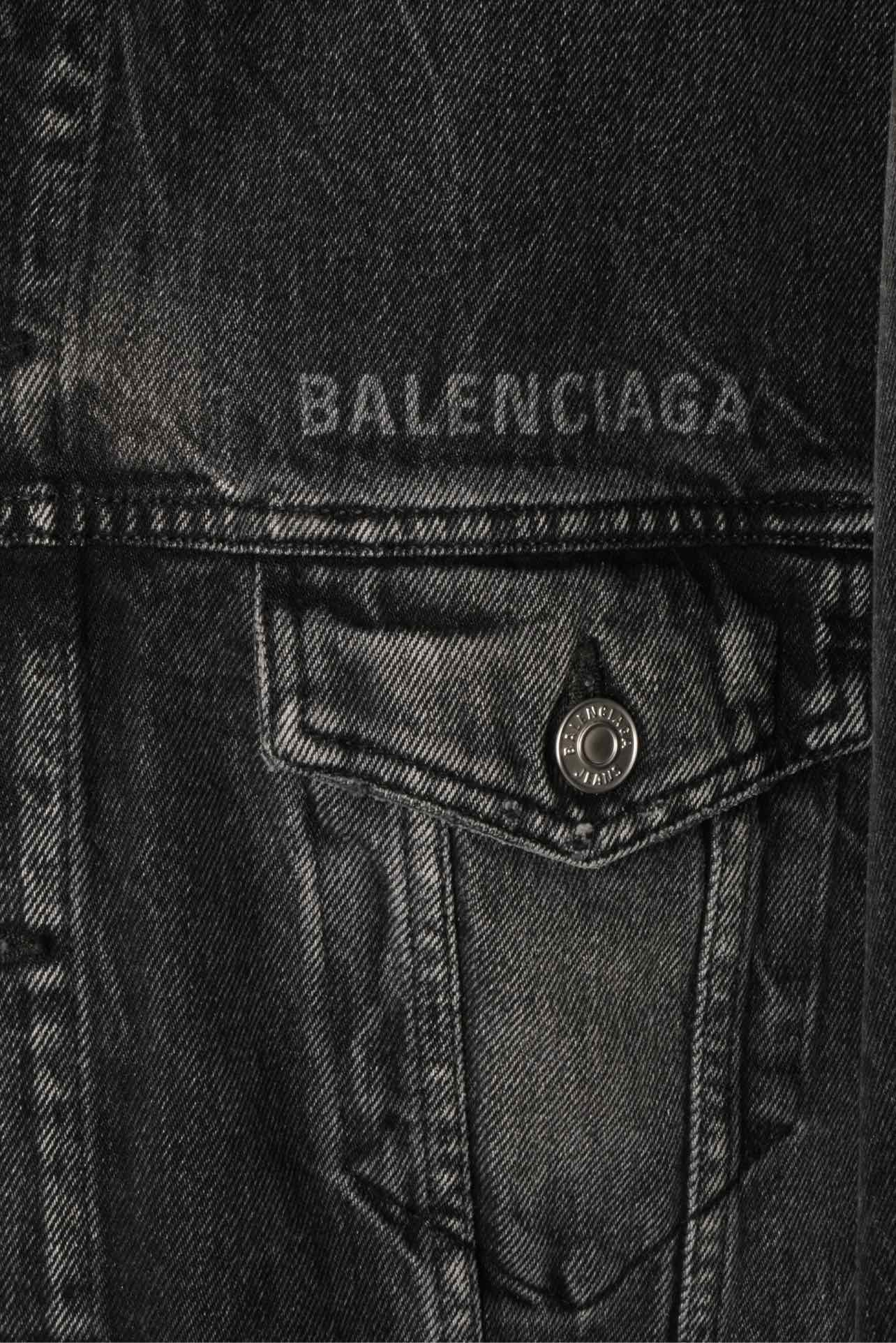 Balenciaga Size M Men's 2020 Dripping Smiley Face Distressed Denim Jacket - Image 3