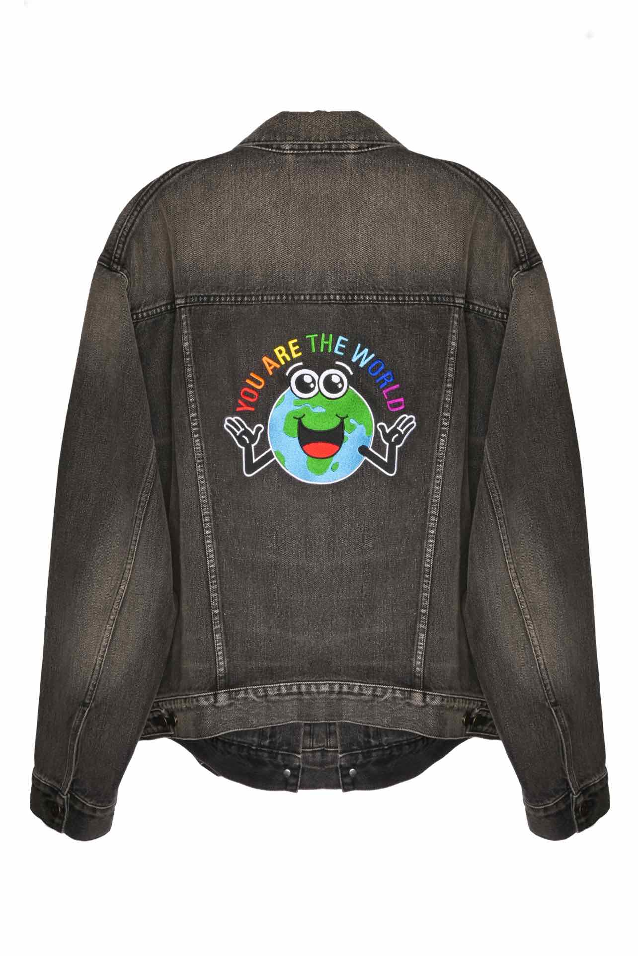 Balenciaga Size S Men's 2018 You Are The World Distressed Denim Jacket - Image 2