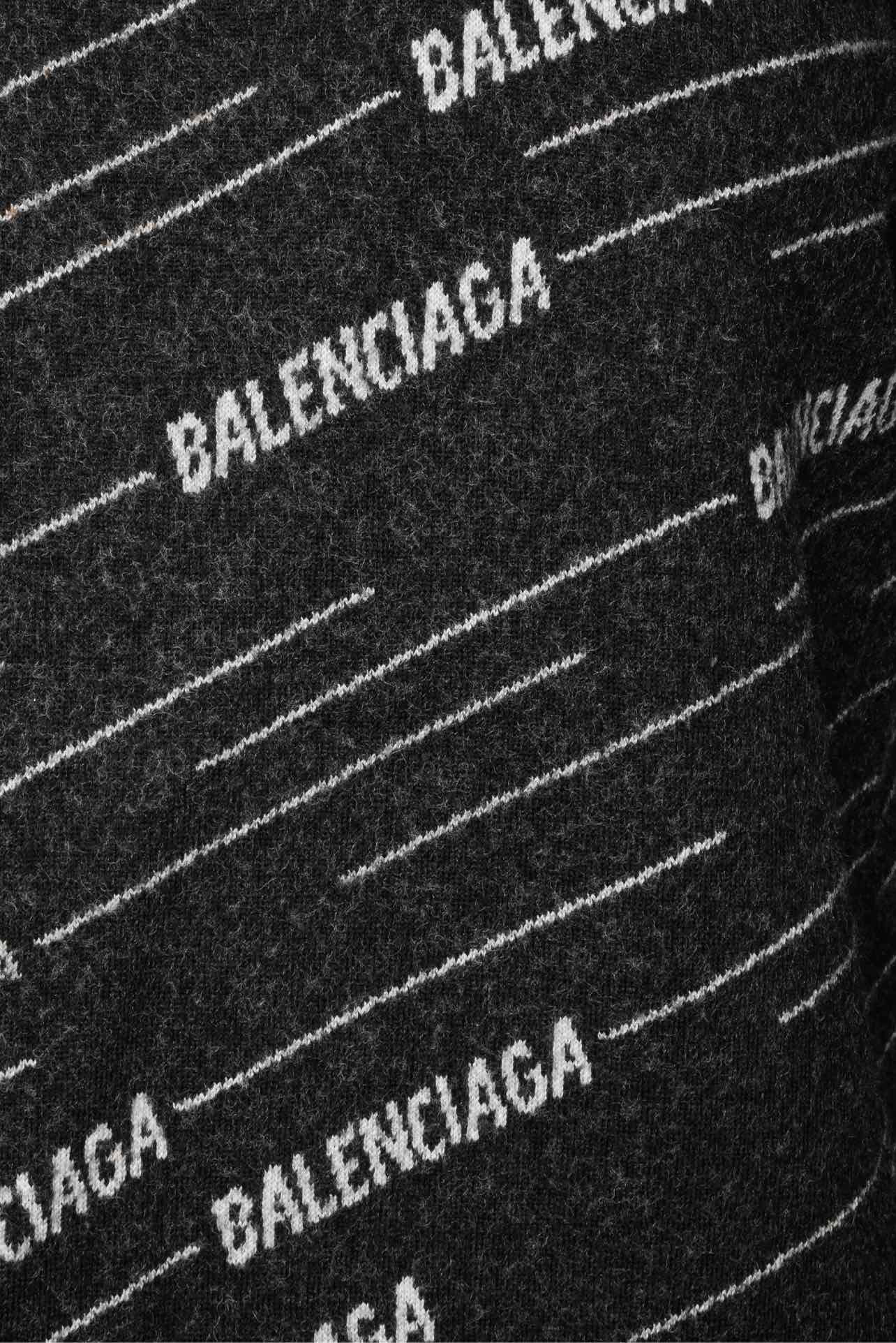 Balenciaga Size XS 2018 Allover Logo Knit Crewneck Sweater - Image 3