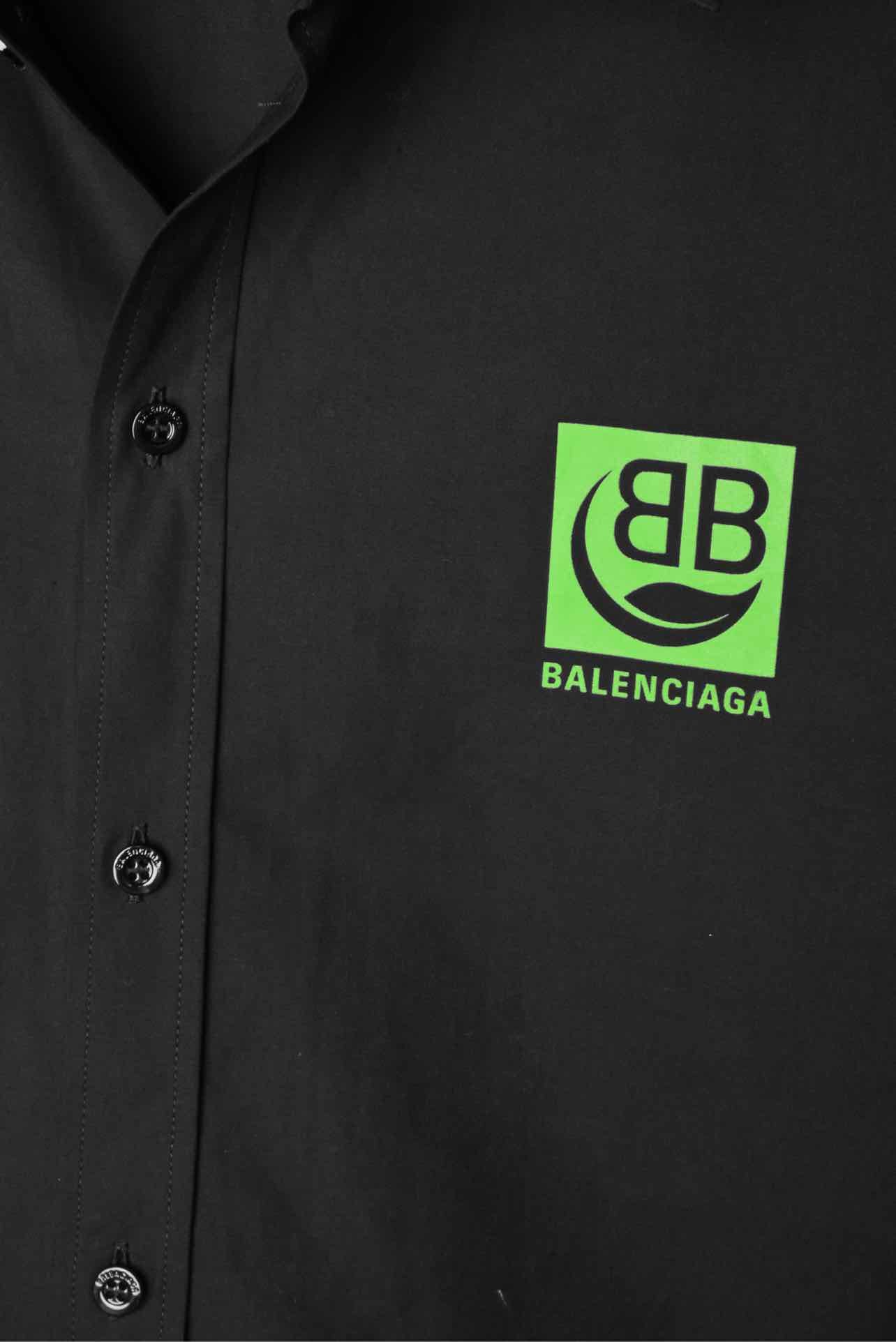 Balenciaga Size XS Men's 2019 BB Leaf Logo Shirt Long Sleeve - Image 3