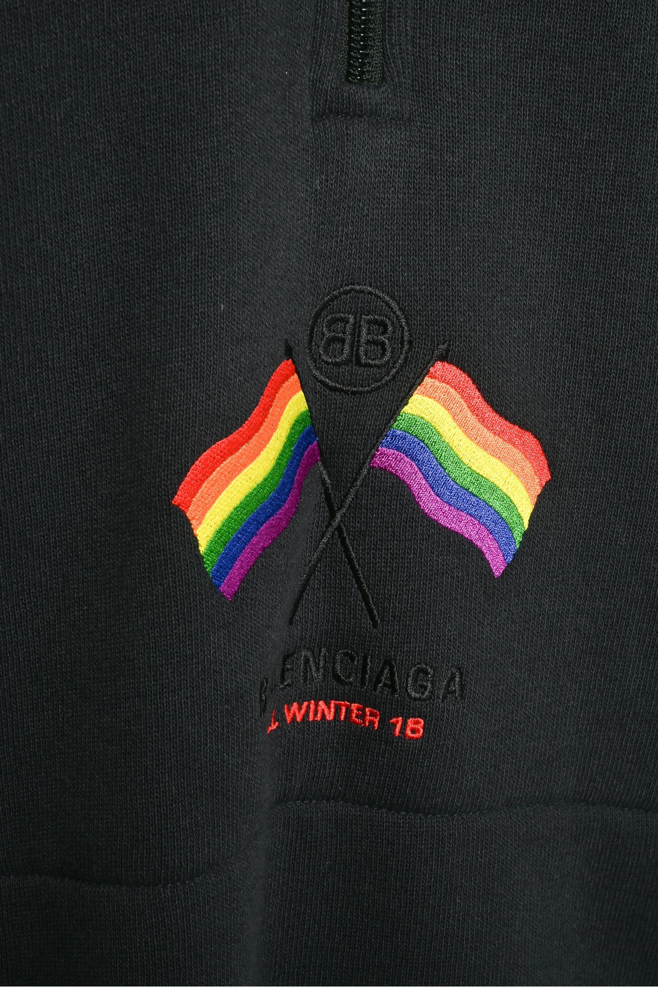 Balenciaga Size XS Men's Fall/Winter 18 Rainbow Flag Oversized Half Zip Sweater - Image 3