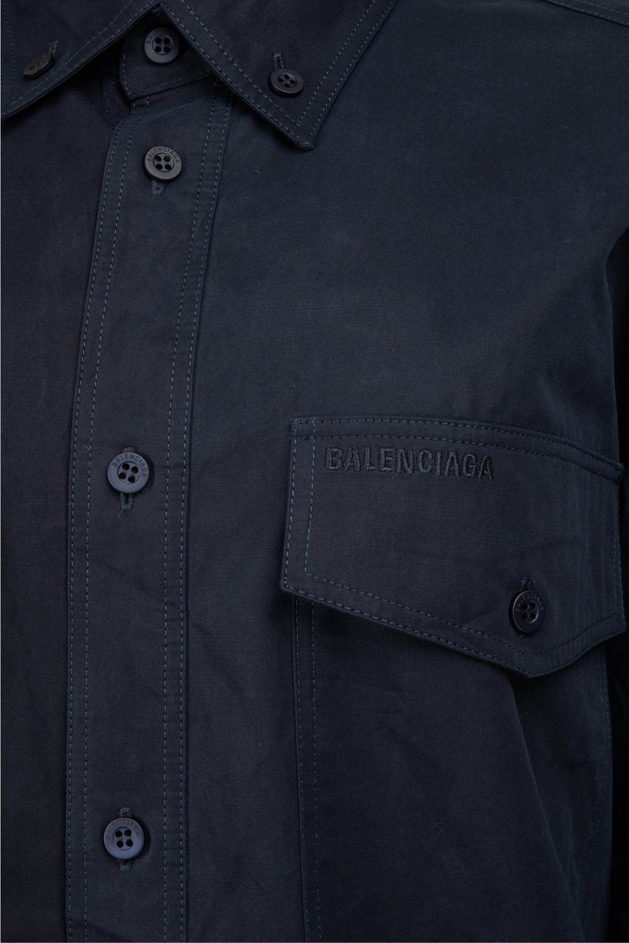 Balenciaga Size XXS Men's 2020 Washed Heavy Poplin Shirt Long Sleeve - Image 3